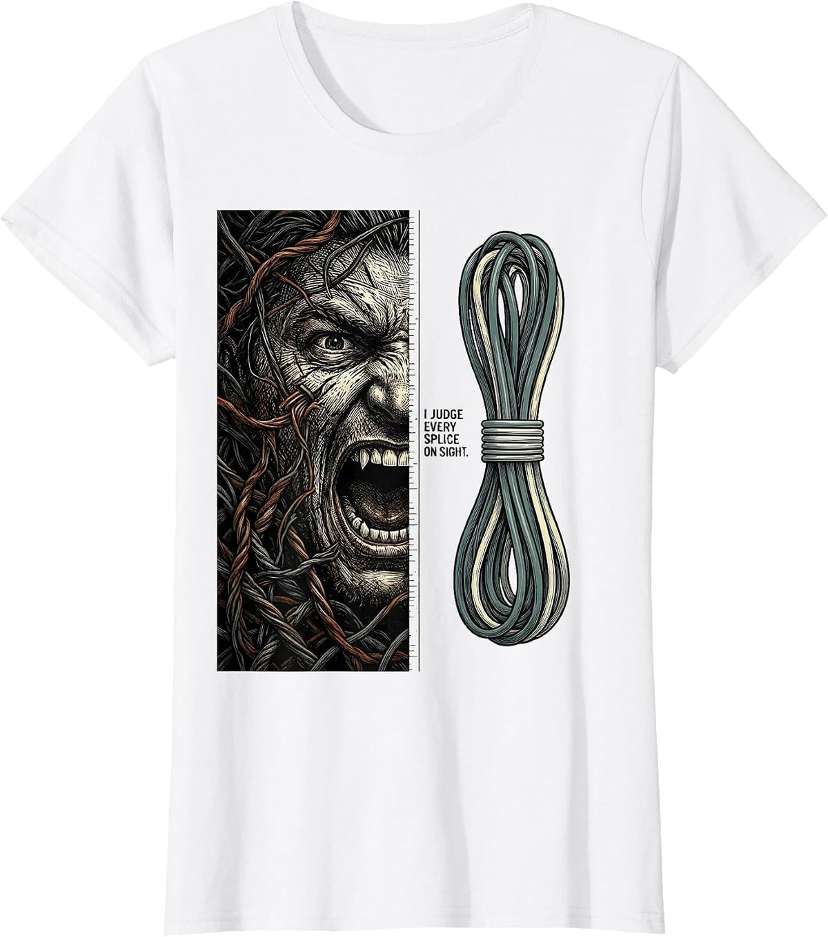 Women's I Judge Every Splice On Sight Funny Electrician Skeleton T-Shirt - White