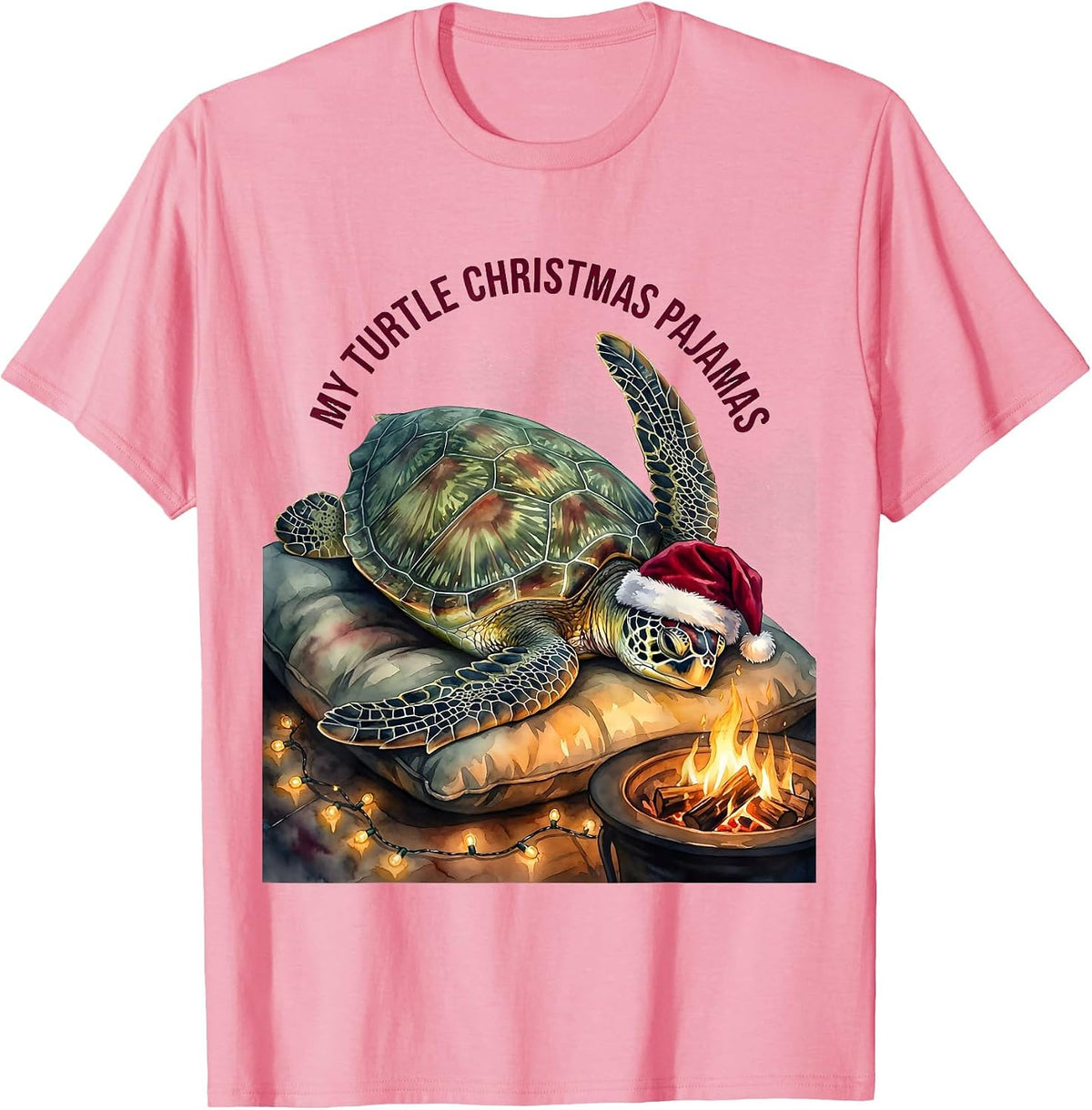 Men's My Turtle Christmas Pajamas Whimsical Holiday Sea Turtle T-Shirt - Pink