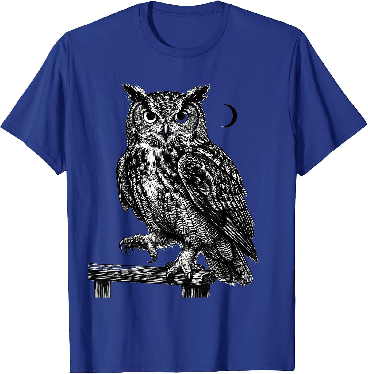 Men's Three-Quarter Owl Line Art Funny Owl Lover Gift T-Shirt - Royal Blue