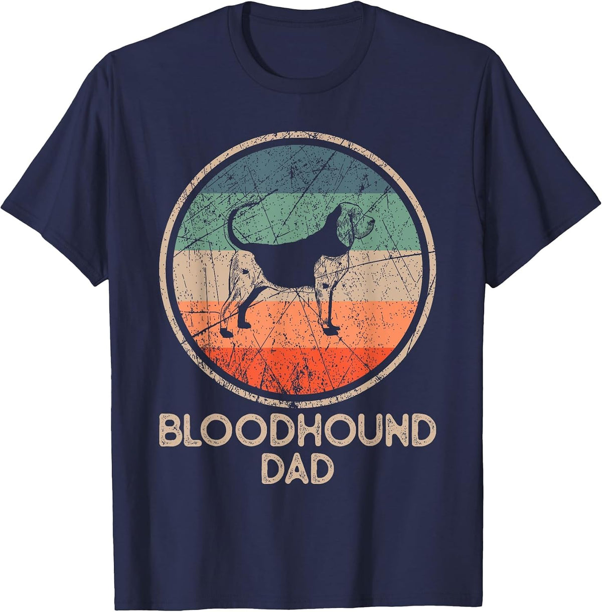 Bloodhound Dog - Vintage Bloodhound Dad T-Shirt - Navy Blue