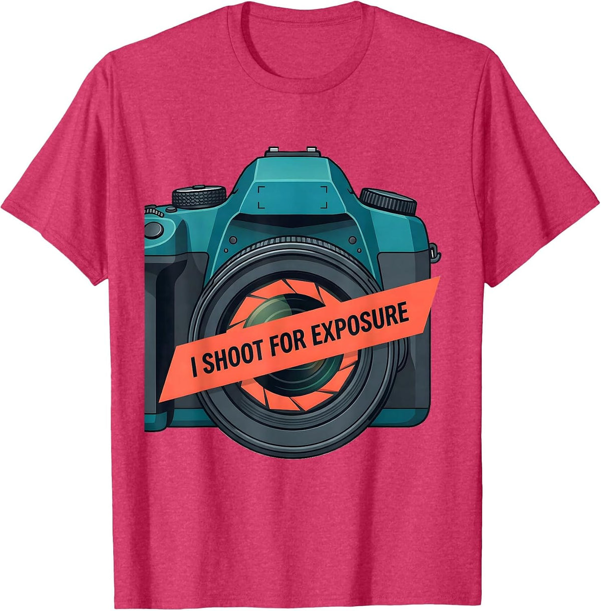 Men's I Shoot For Exposure Funny Photography Hobbyist Camera Gear T-Shirt - Red Heather