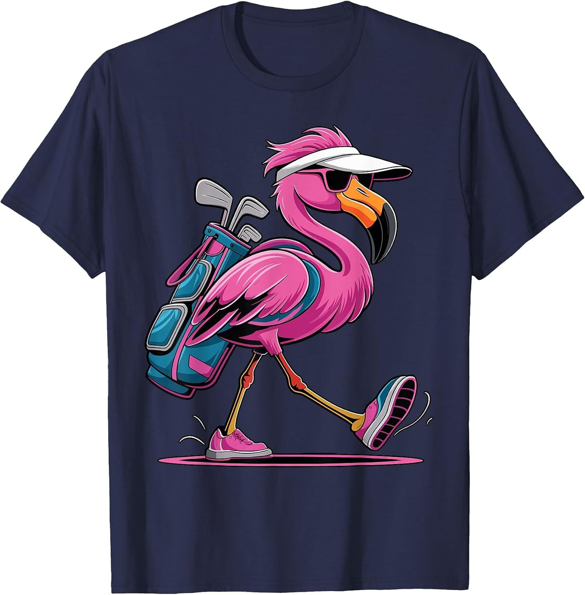 Ping Flamingo Golf Sunglasses Woman Ladies Men Golf Lover T-Shirt - Navy Blue