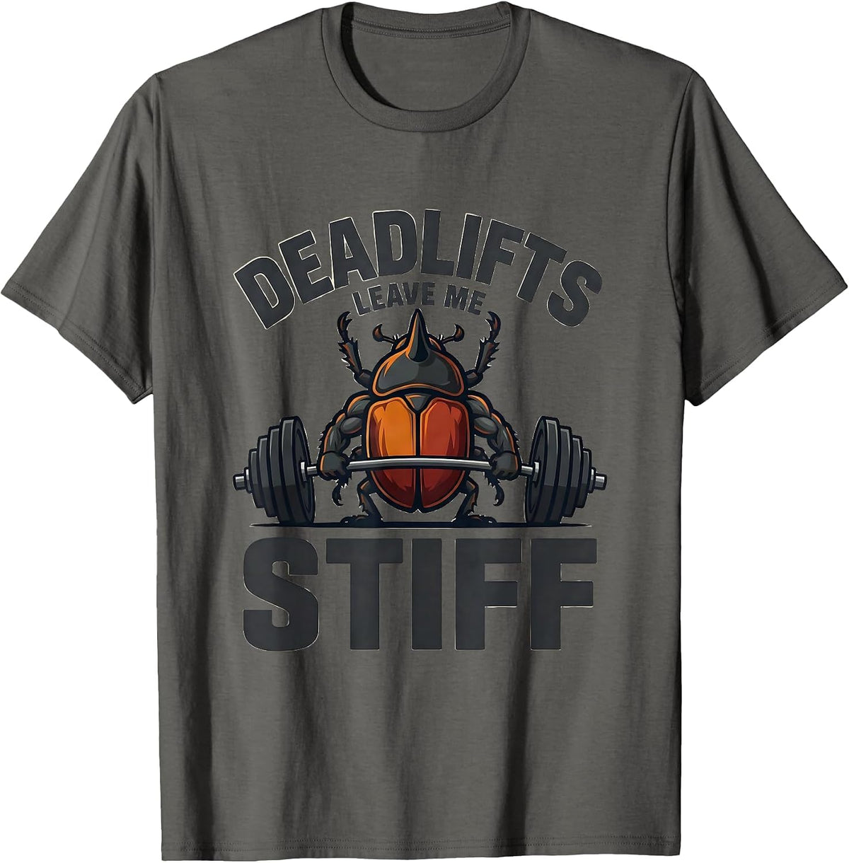 Men's Deadlifts Leave Me Stiff Funny Gym Workout Weightlifting T-Shirt - Asphalt Grey
