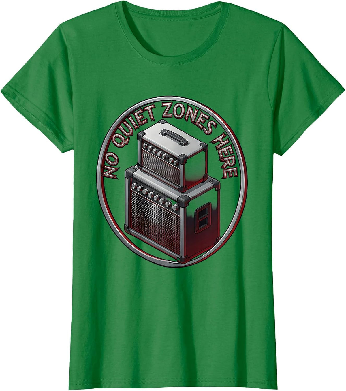 No Quiet Zones Here Metal Band Graphic T-Shirt - Kelly Green