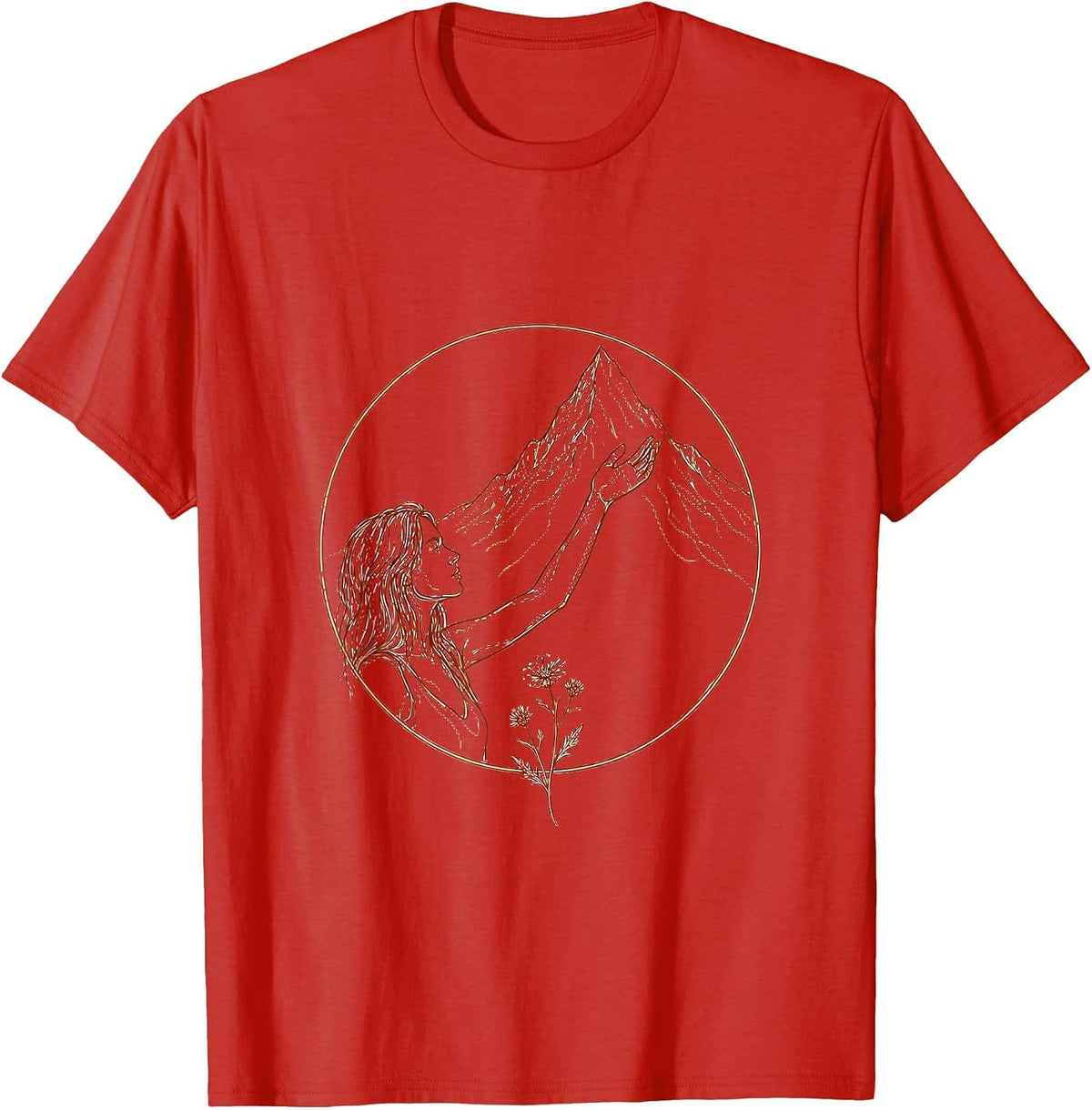 Men's Rock Climber Reaching High Outdoor Adventure T-Shirt - Red