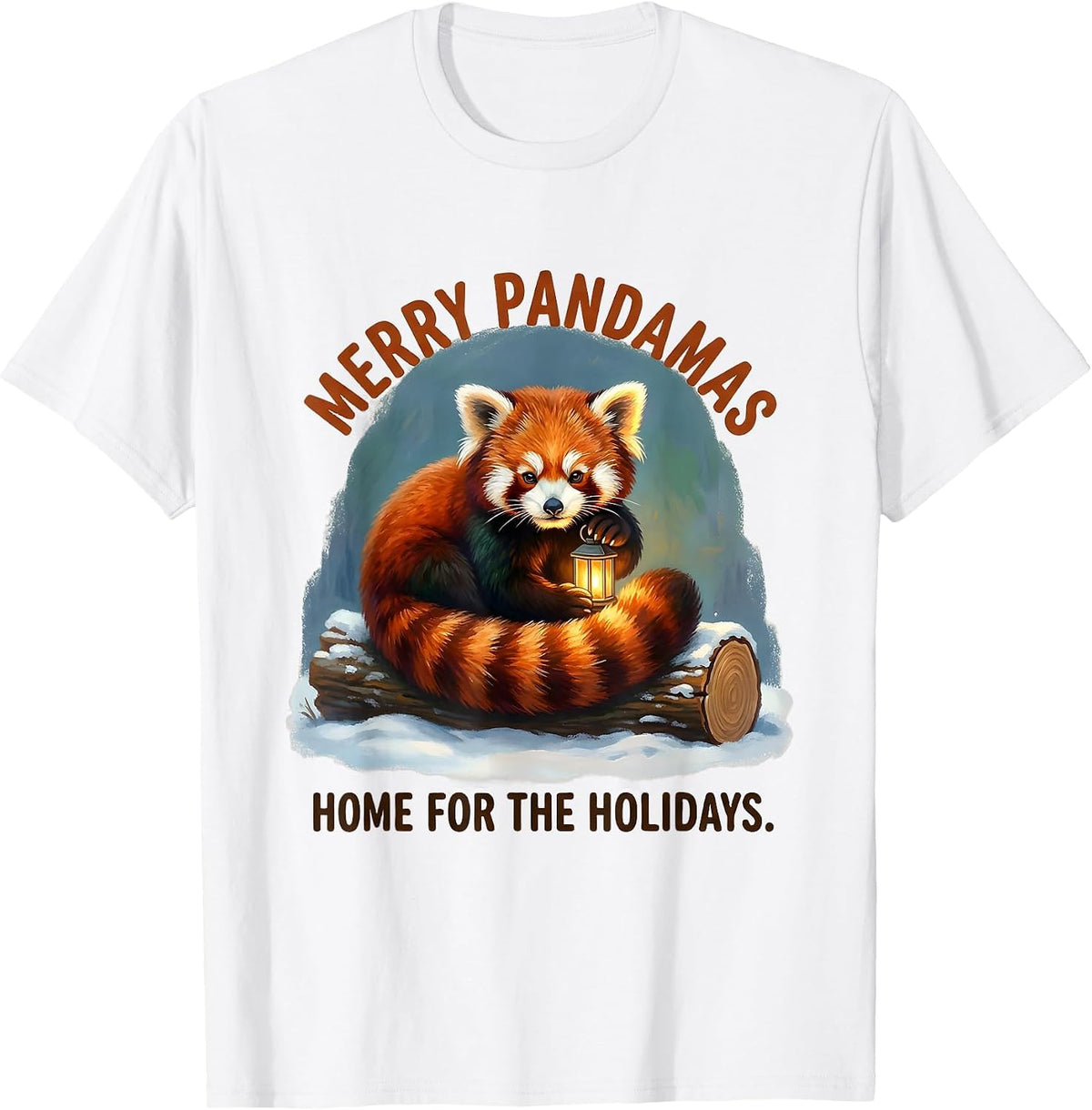 Men's Merry Pandamas, Home For The Holidays Cute Red Panda Lover T-Shirt - White