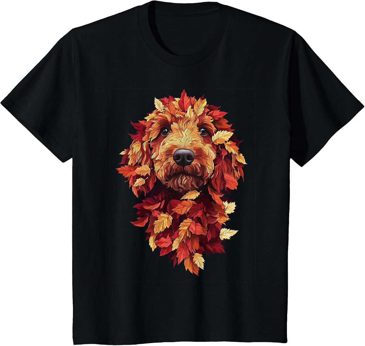 Goldendoodle Labradoodle Autumn Leaves Fall Dog Doodle Mom T-Shirt - Black