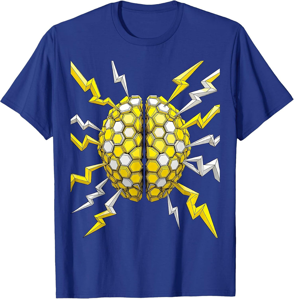 ADHD Brain Lightning Bolt Illustration T-Shirt - Royal Blue