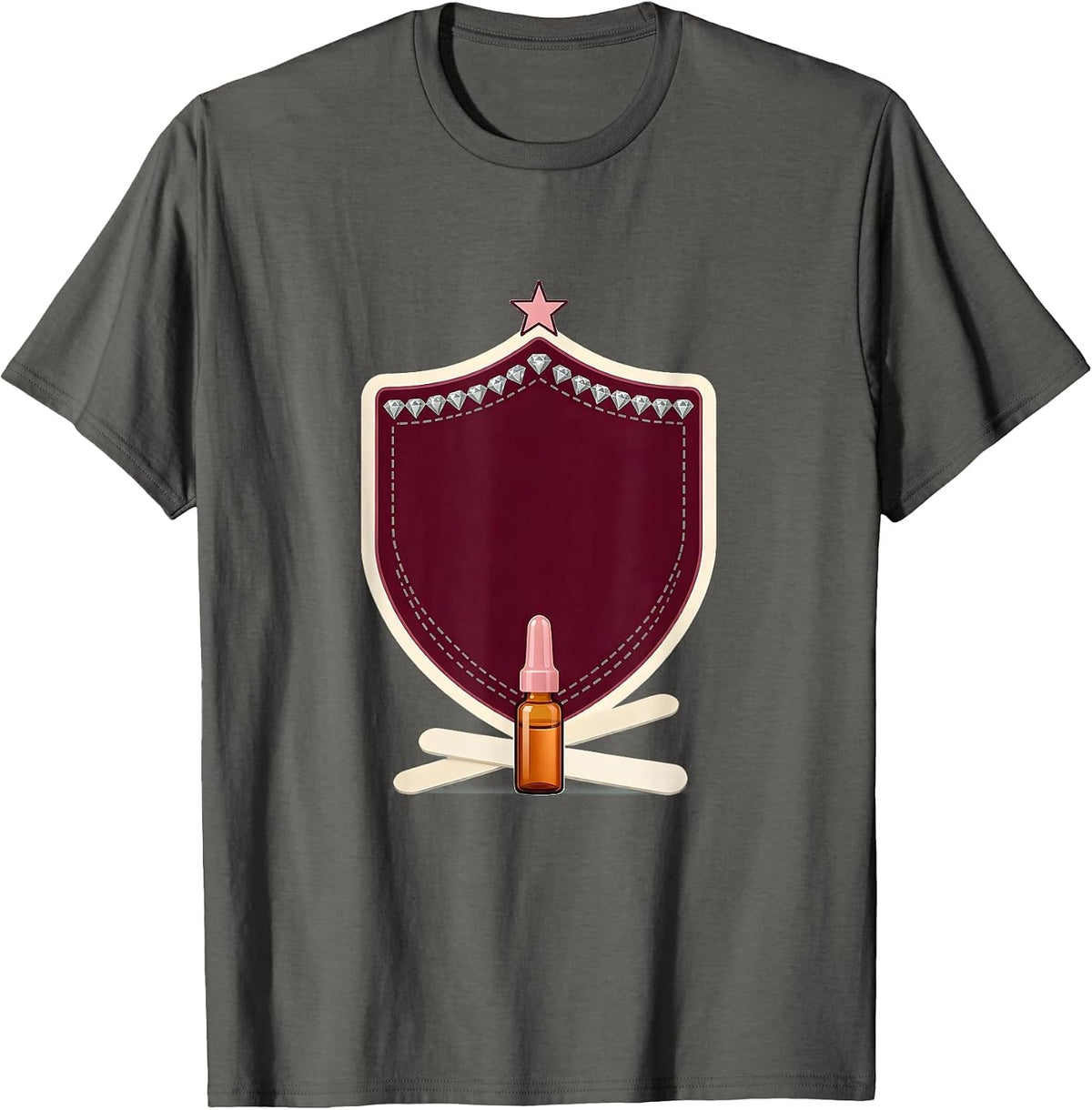 Varsity Shield Pharmacy Tech Credential Humor T-Shirt - Asphalt Grey
