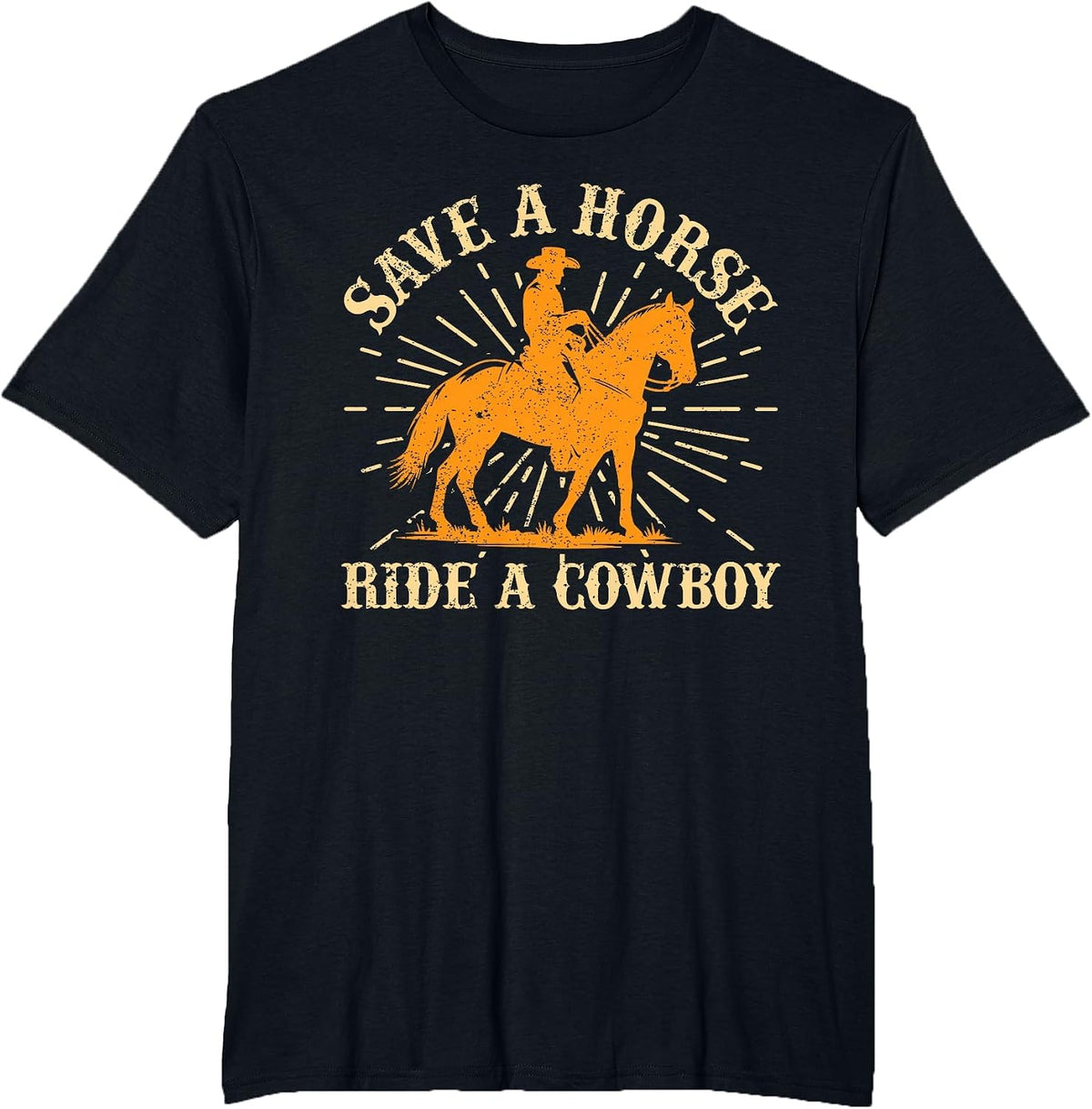 Save A Horse Ride A Cowboy Rodeo Cowboy T-Shirt - Black