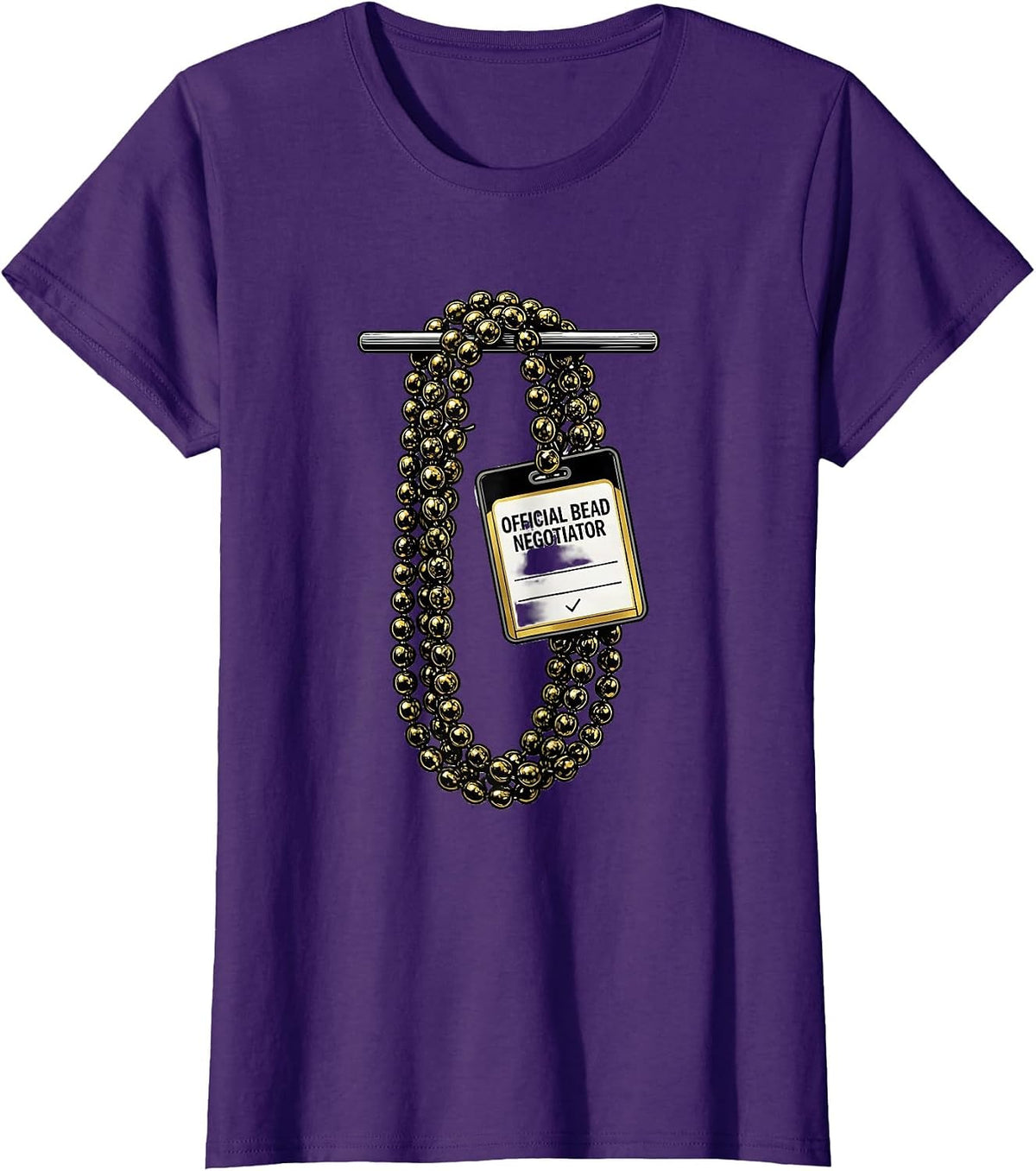 Women's Official Bead Negotiator Funny Mardi Gras Party Group T-Shirt - Purple