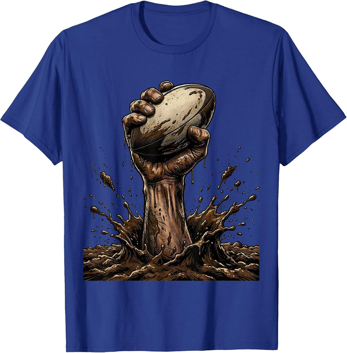 Rugby Mud Grip Graphic Design T-Shirt - Royal Blue