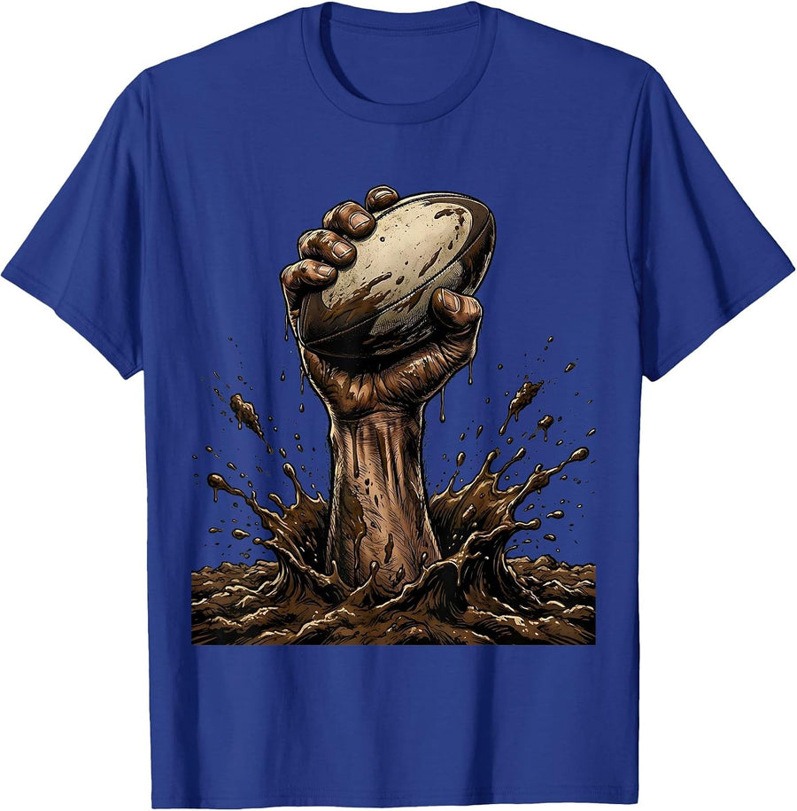 Rugby Mud Grip Graphic Design T-Shirt - Royal Blue