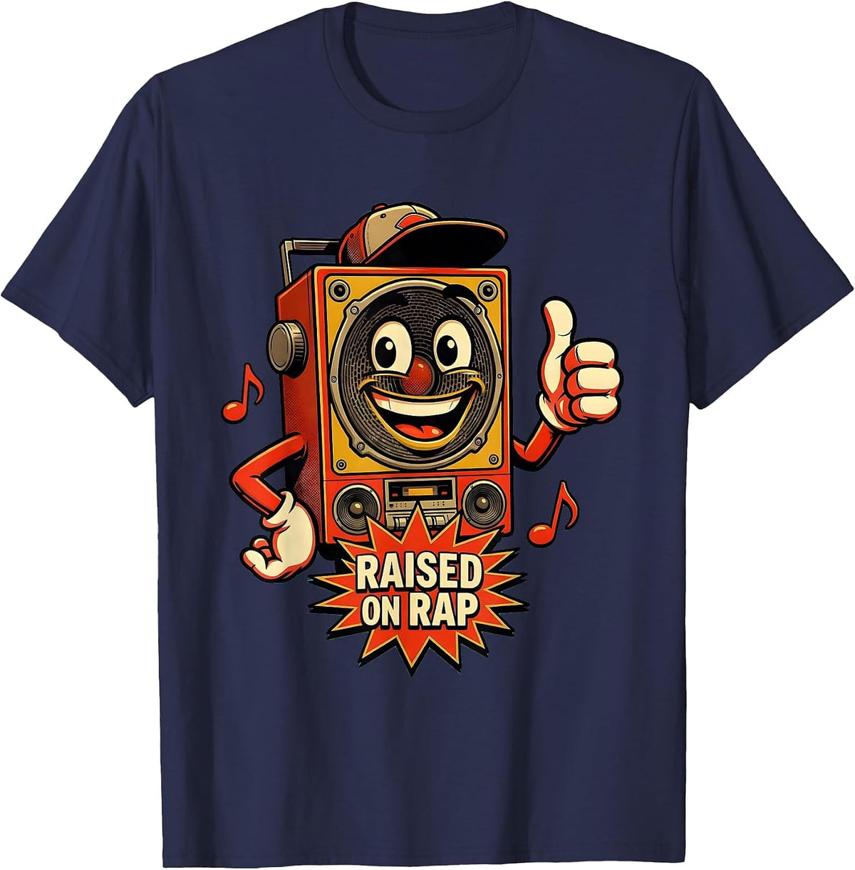 Raised on Rap Hip Hop Culture Design T-Shirt - Navy Blue