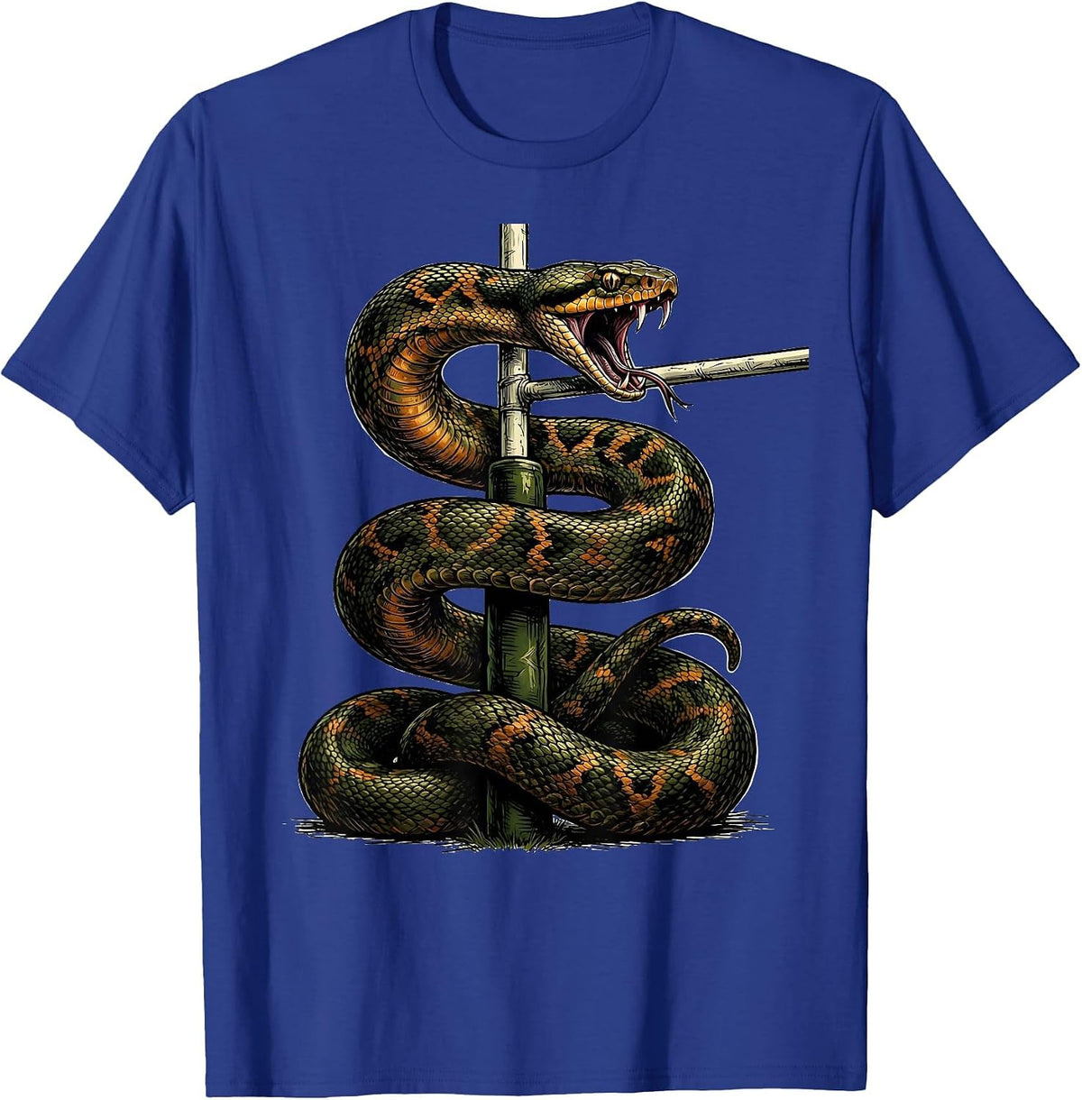Serpent Coiled Rugby Goalpost Graphic T-Shirt - Royal Blue