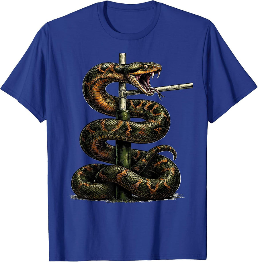Serpent Coiled Rugby Goalpost Graphic T-Shirt - Royal Blue