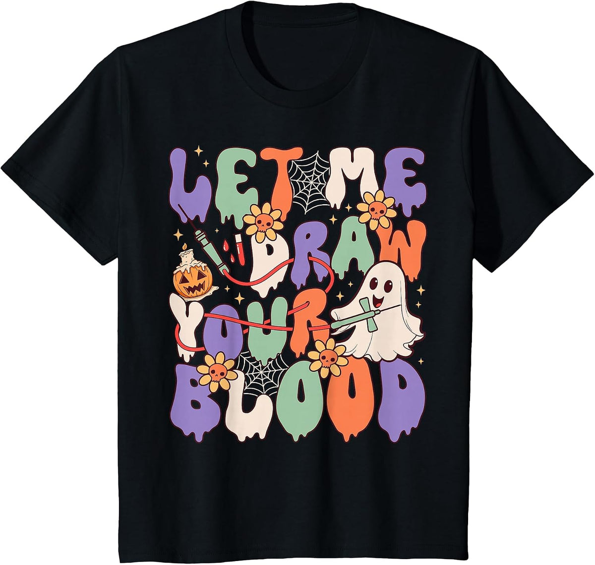 Let Me Draw Your Blood Funny Phlebotomist Halloween Spooky T-Shirt - Black