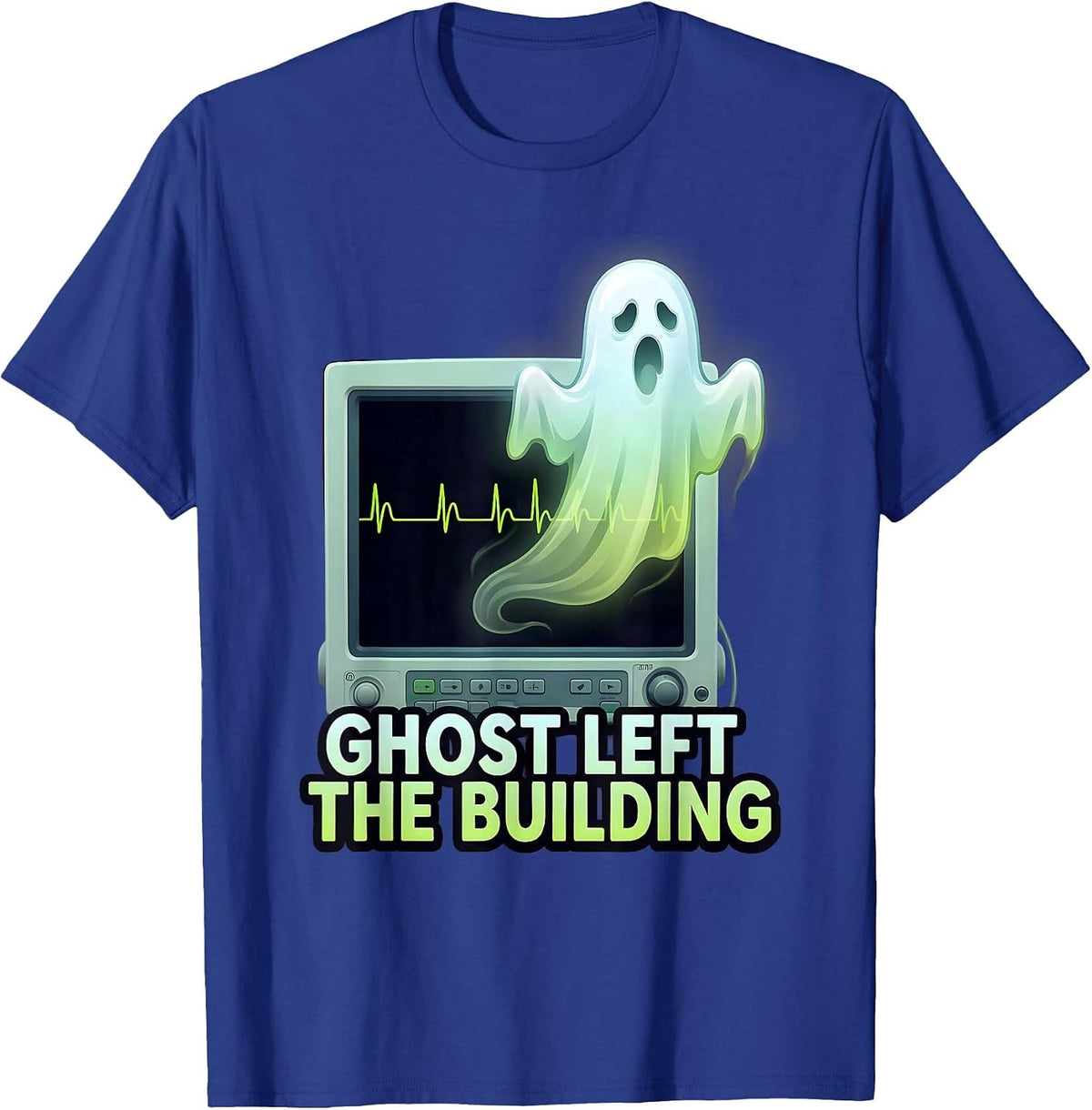 Men's Ghost Left the Building Halloween Nurse Design T-Shirt - Royal Blue