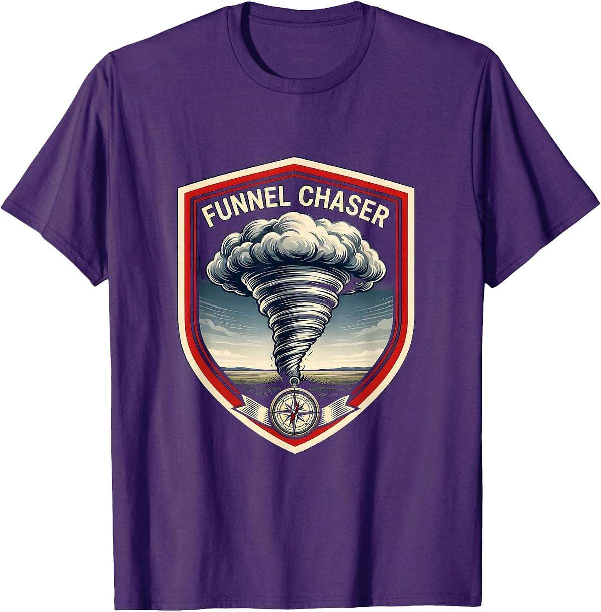Men's Funnel Chaser Emblem Storm Chaser Meteorology Enthusiast T-Shirt - Purple