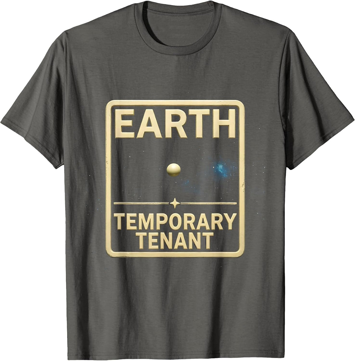 Earth Temporary Tenant Funny Astronomy Space Science Fan T-Shirt - Asphalt Grey