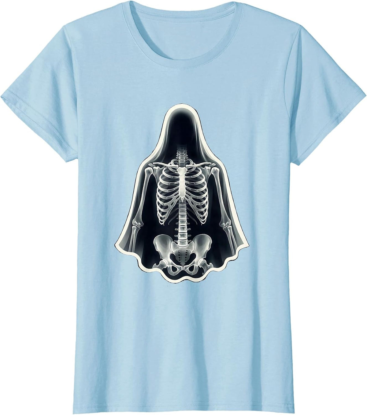 Sheeted Ghost Radiology Tech Halloween Workplace Humor T-Shirt - Baby Blue