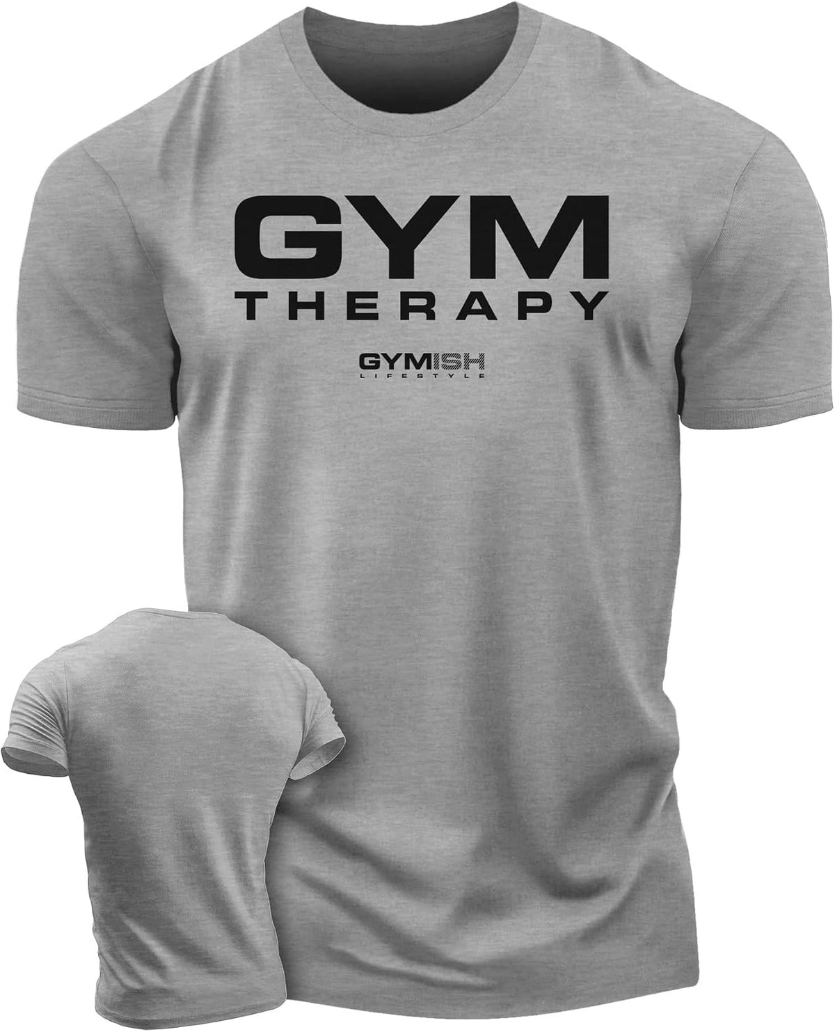 Gymish Lifestyle Gym Therapy Shirt for Men, Workout Graphic Tee - 2. Gym Therapy Grey