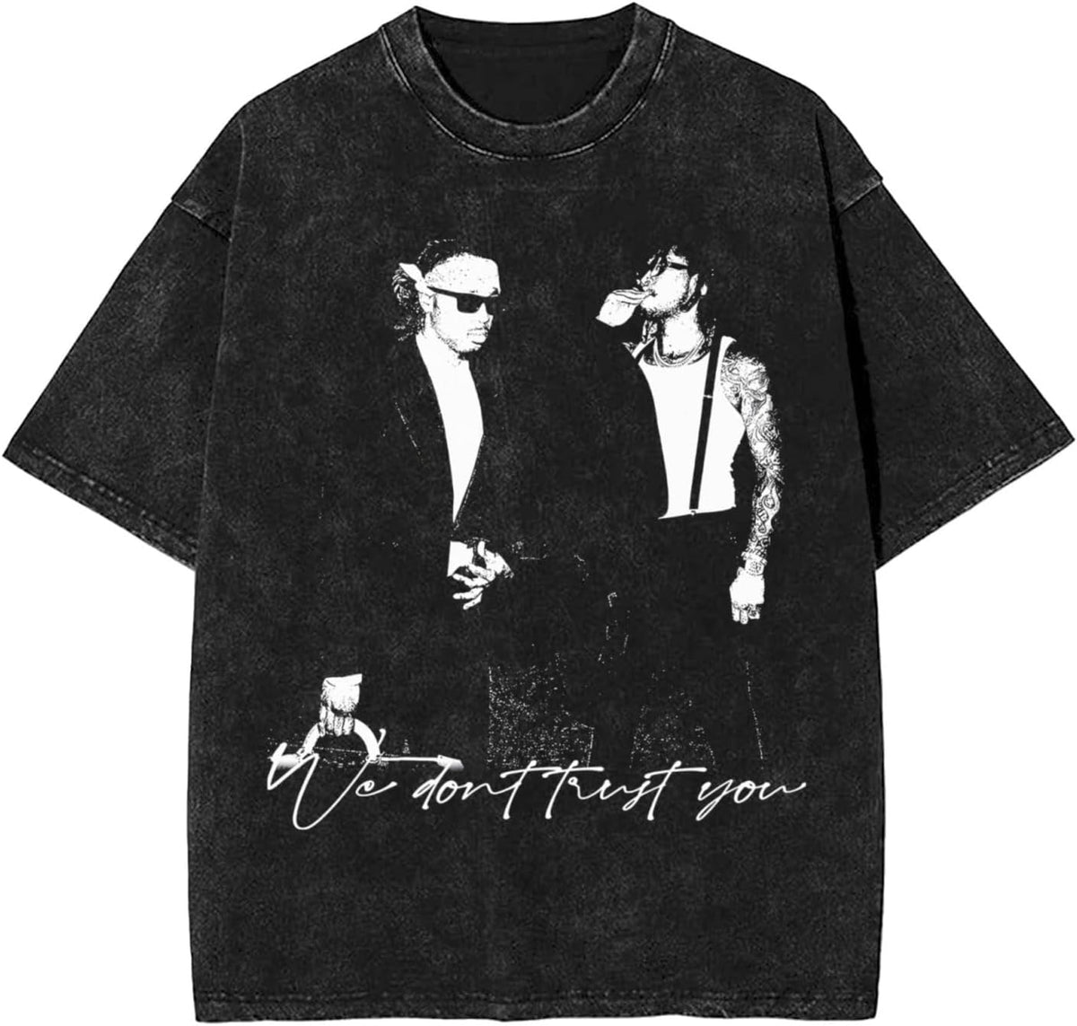 Men 80s&90s T-Shirt Short-Sleeve Adults Teens Stretch-Cotton Tshirts - Black 6