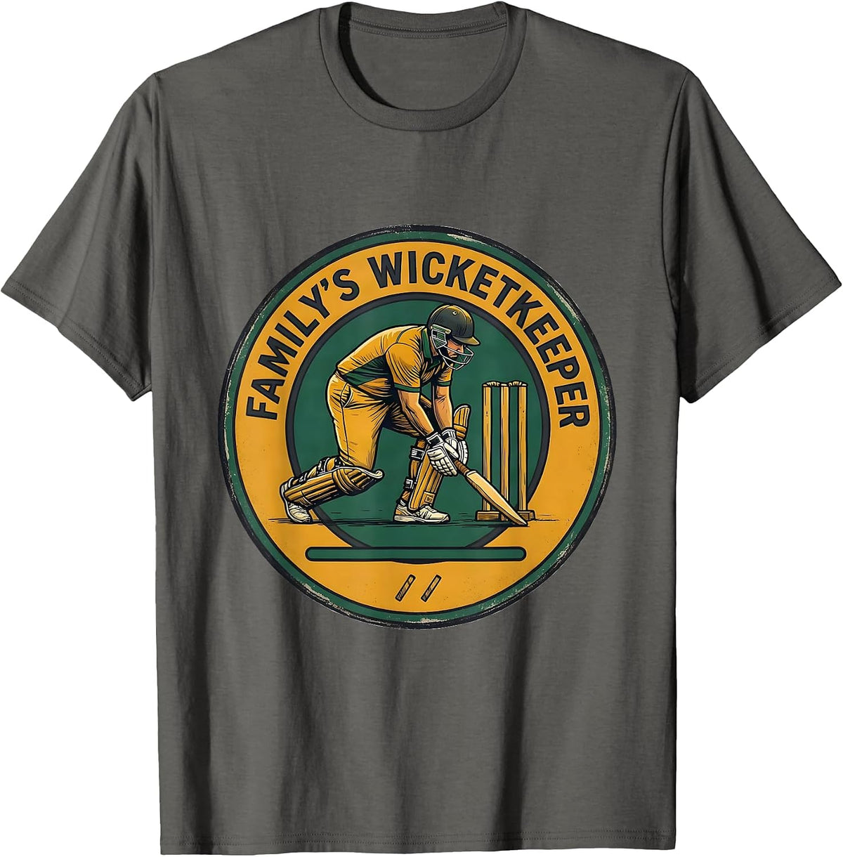 Family's Wicketkeeper Cricket Fan Sports Enthusiast National T-Shirt - Asphalt Grey