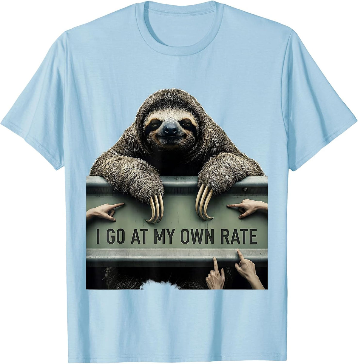 Men's I Go At My Own Rate Funny Sloth Lover Animal Humor Gift T-Shirt - Baby Blue