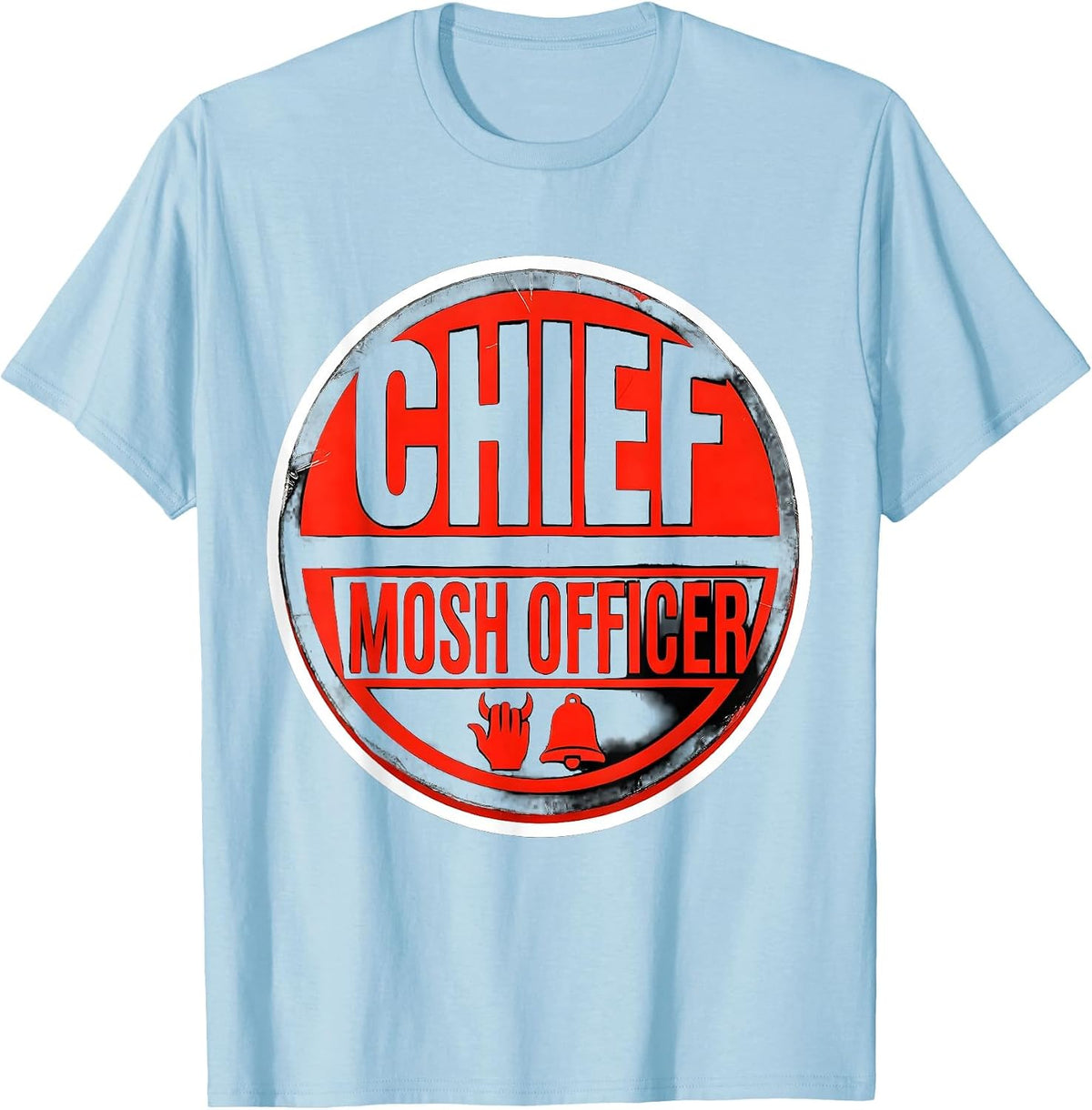 Men's Chief Mosh Officer Funny Heavy Metal Christmas Rock Fan T-Shirt - Baby Blue