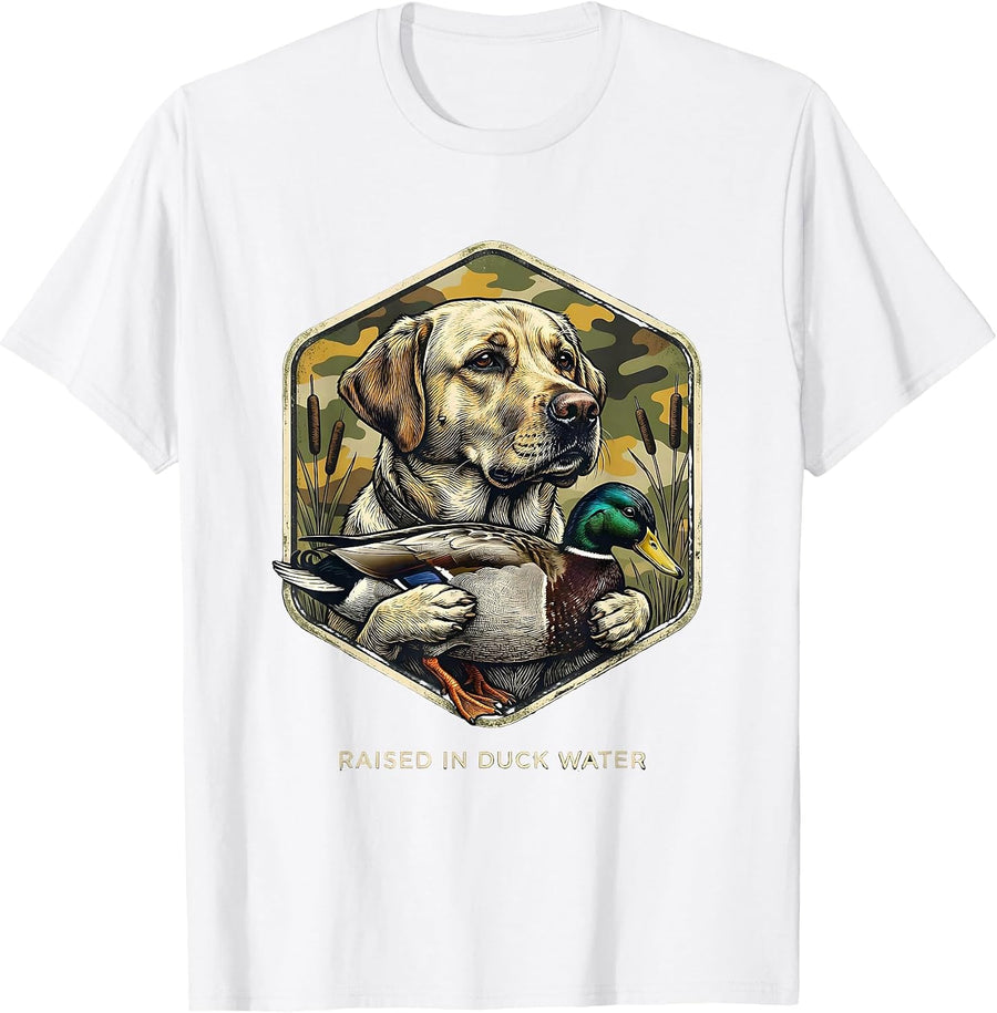 Men's Raised In Duck Water Vintage Labrador Waterfowl Hunting T-Shirt - White