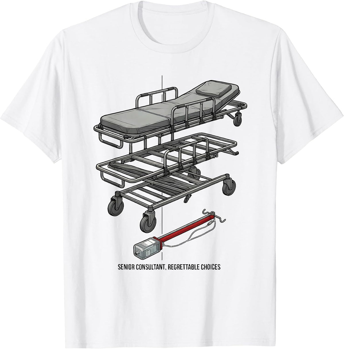 Men's Senior Consultant Regrettable Choices Funny EMT Paramedic T-Shirt - White