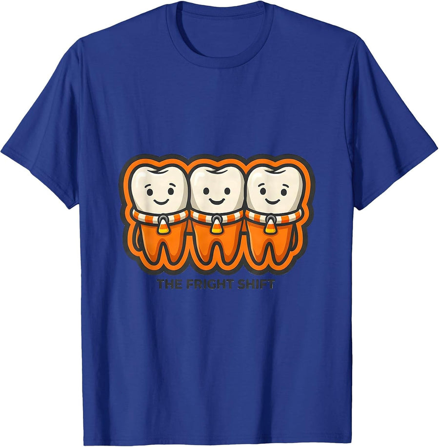 The Fright Shift Funny Dental Hygienist Halloween Pun Humor T-Shirt - Royal Blue