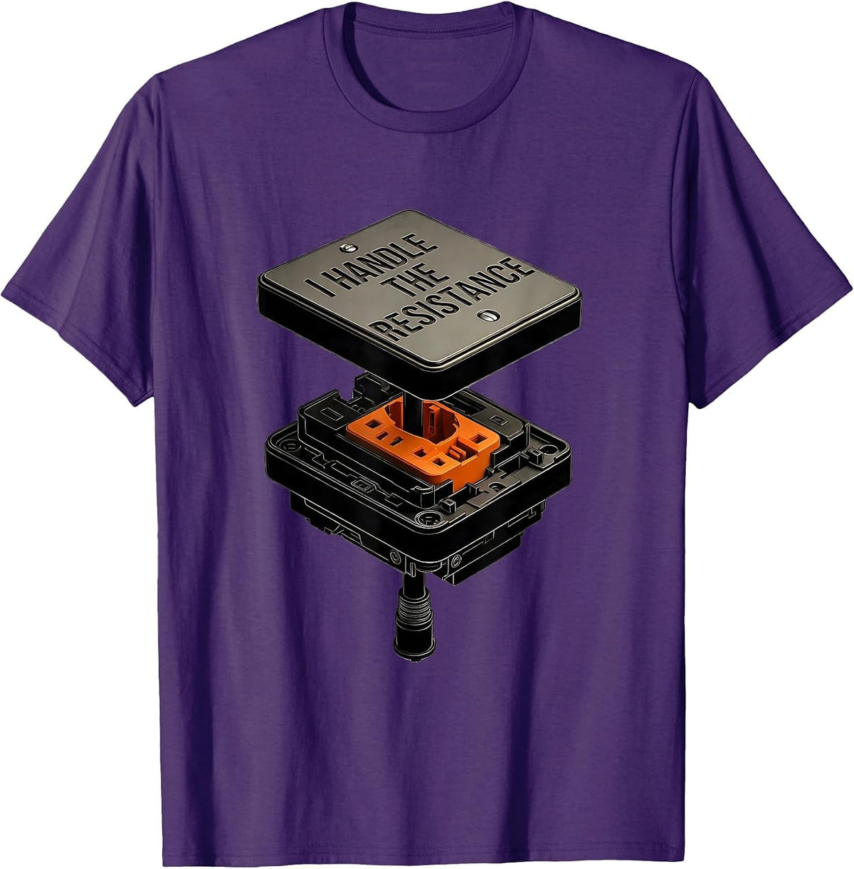 I Handle The Resistance Funny Electrician Skeleton Humor T-Shirt - Purple