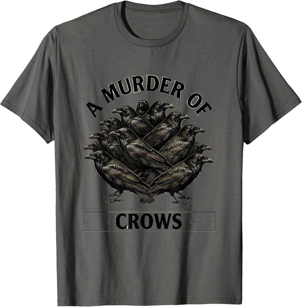 A Murder Of Crows Botanical Crow Humor Animal Meme T-Shirt - Asphalt Grey