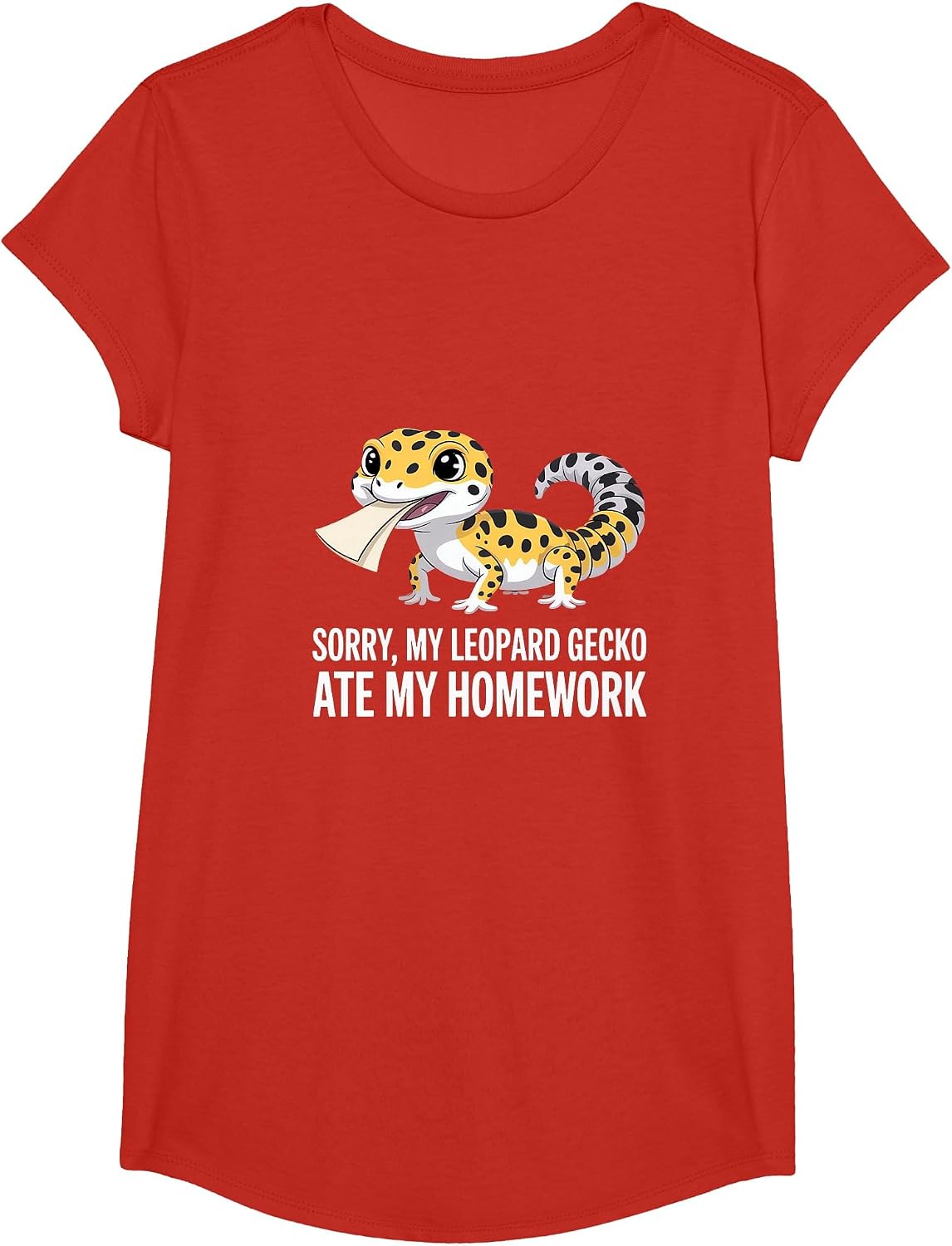 My Leopard Gecko Ate My Homework! Funny Leopard Gecko Lover T-Shirt - Girls Red