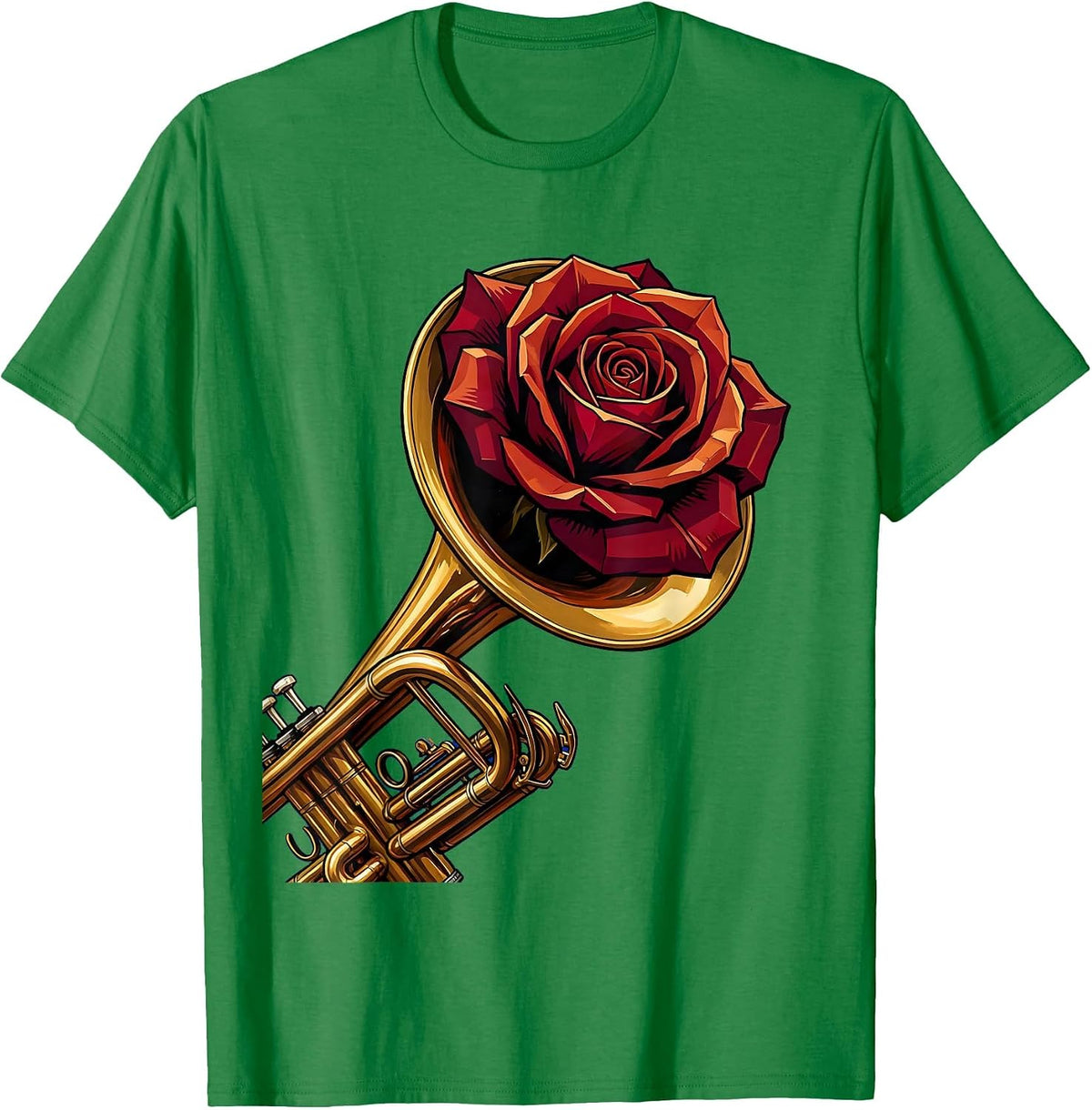 Men's Rose Trumpet Band Mom Music Floral Graphic T-Shirt - Kelly Green