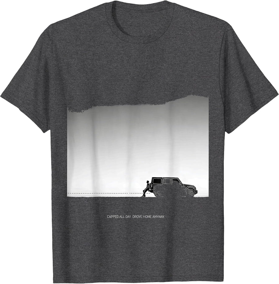Men's Capped All Day Drove Home Anyway Funny Storm Chaser T-Shirt - Dark Heather Grey