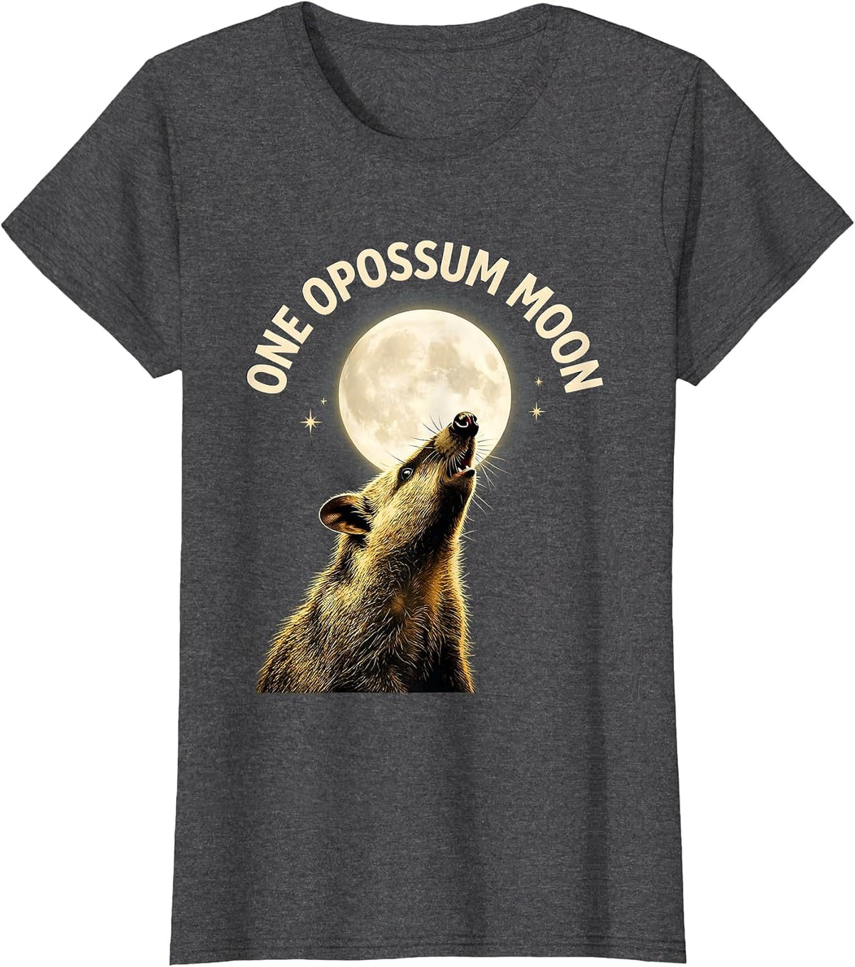 Women's One Opossum Moon Funny Opossum Lover Pet Owner Gift T-Shirt - Dark Heather Grey
