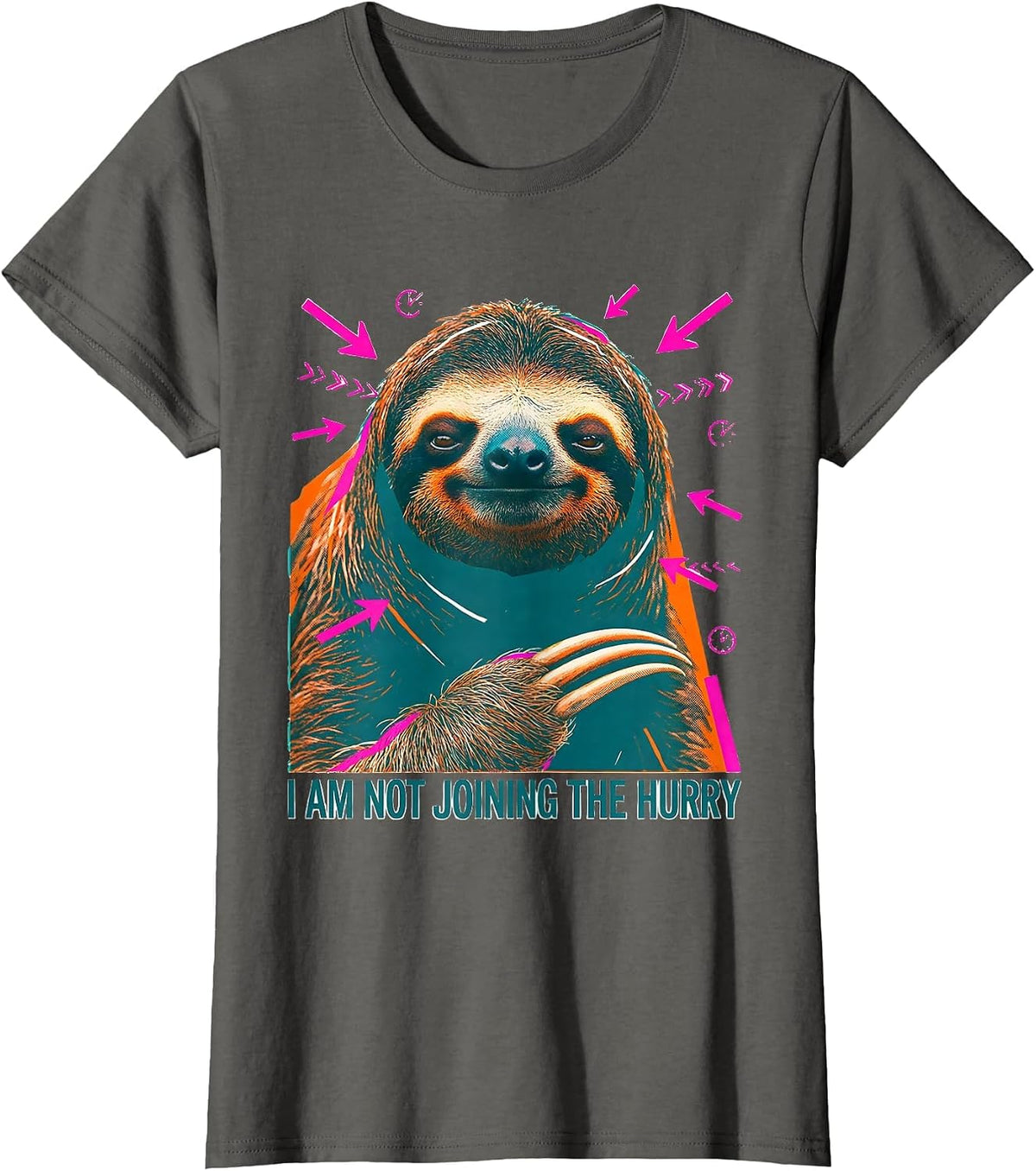 Women's I Am Not Joining The Hurry Funny Sloth Lover Gift T-Shirt - Asphalt Grey