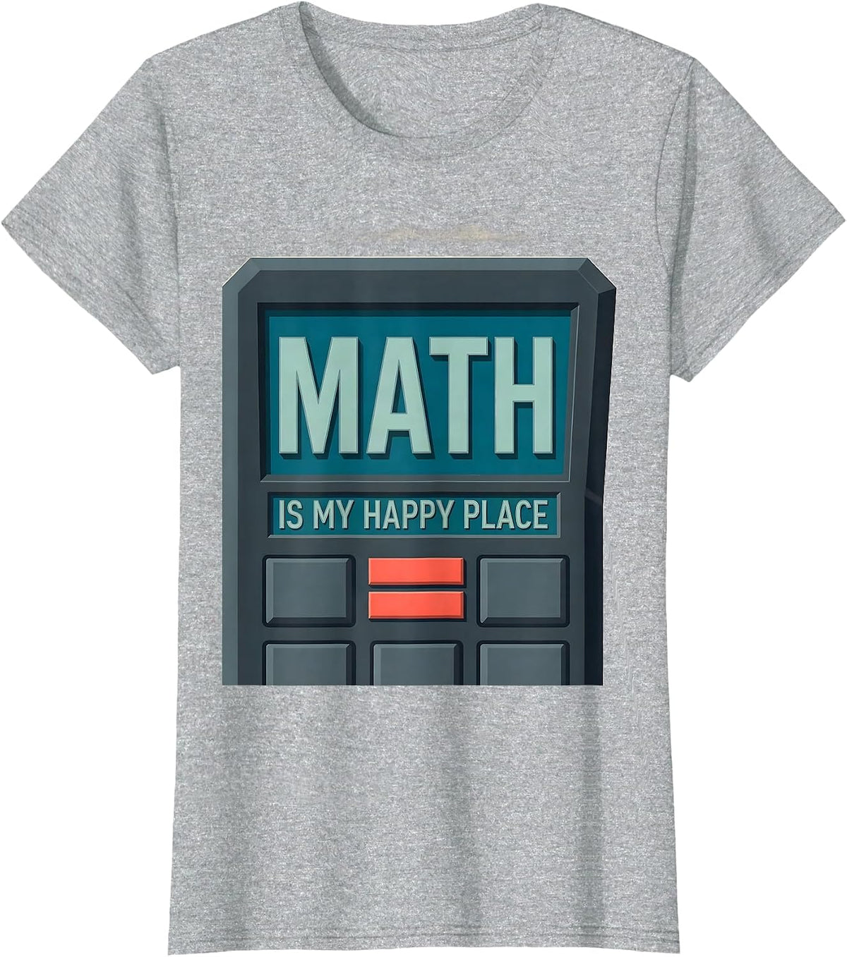 Women's Math Is My Happy Place Funny Math Teacher School Humor T-Shirt - Heather Grey