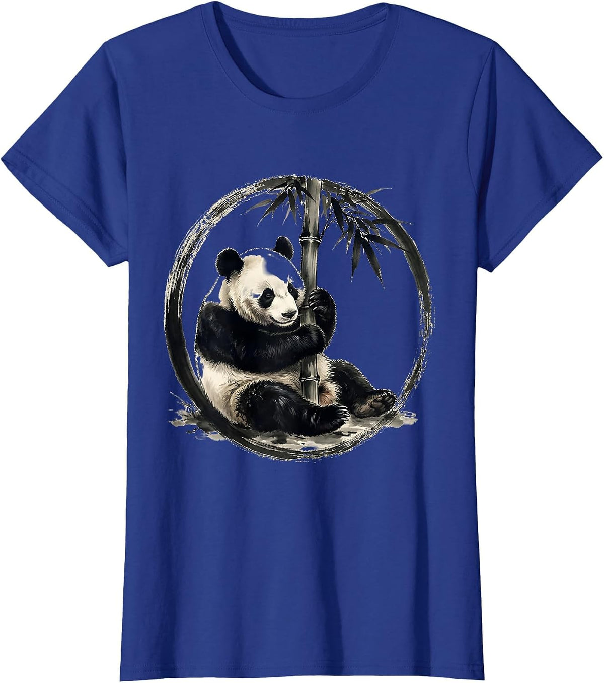 Women's Sleeping Panda Curled Around Bamboo Stalk T-Shirt - Royal Blue