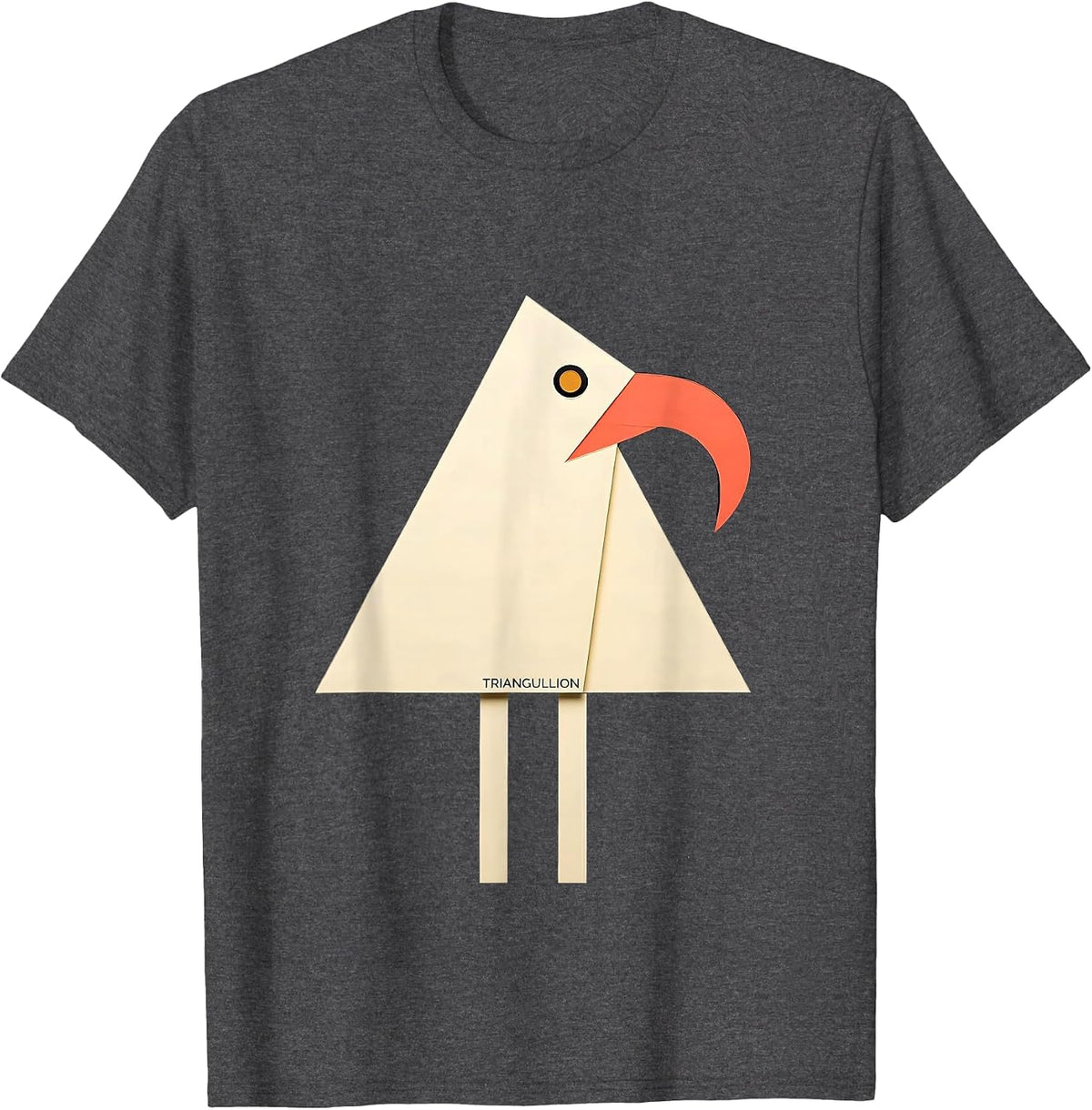 Triangullion Paper Cutout Bird Pun Funny Math Teacher Humor T-Shirt - Dark Heather Grey