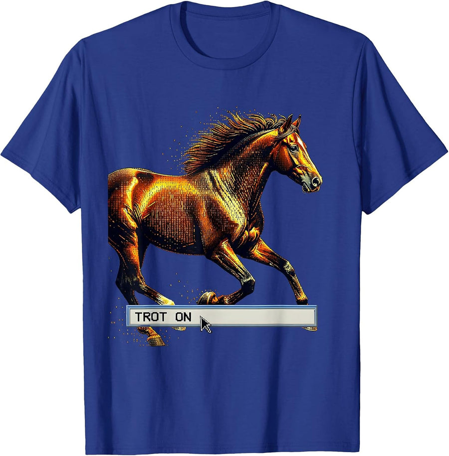 Trot On Horse Lover Equestrian Design T-Shirt - Royal Blue