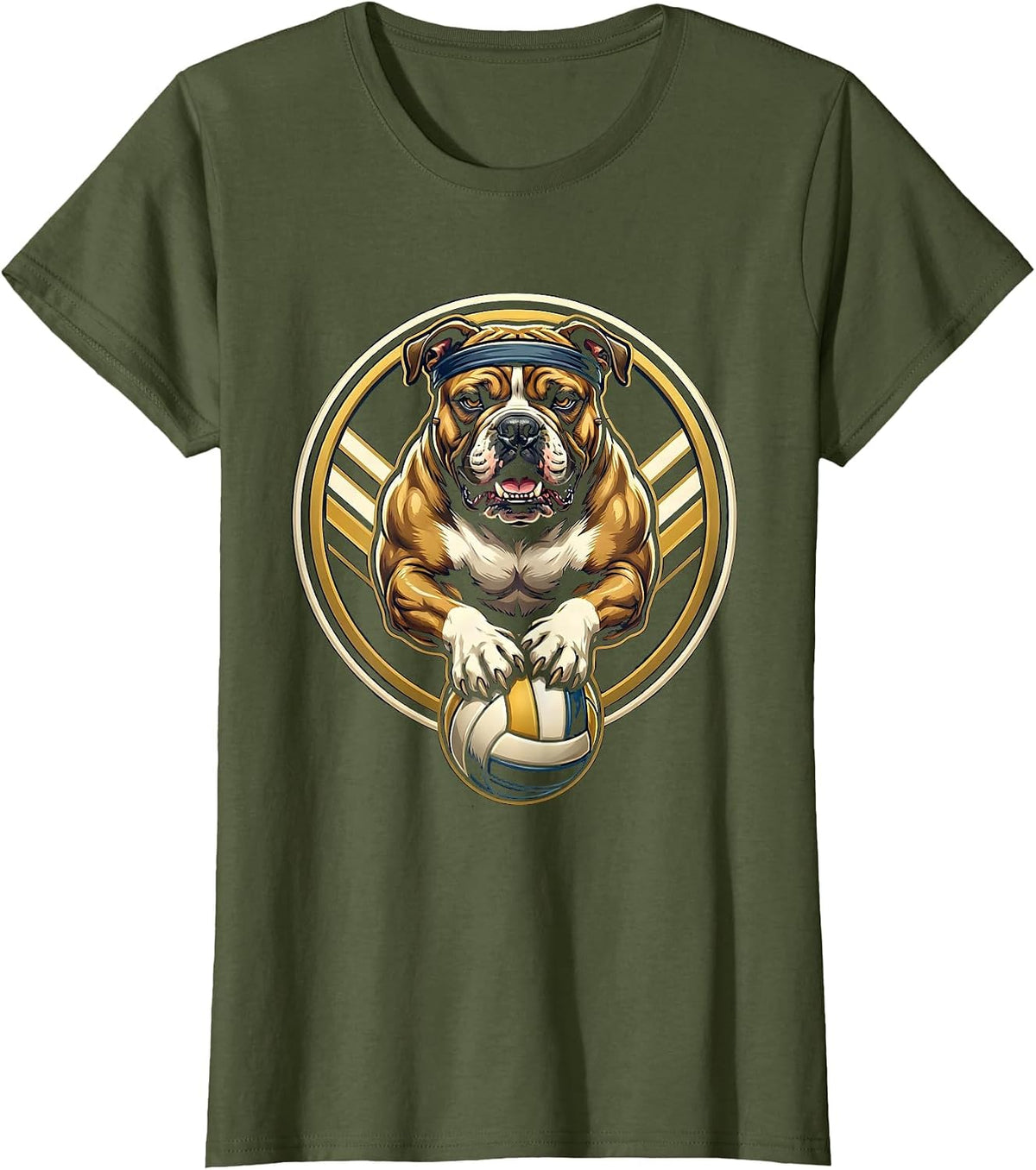 Women's Pit Bull Volleyball Serve Headband Graphic T-Shirt - Olive Green