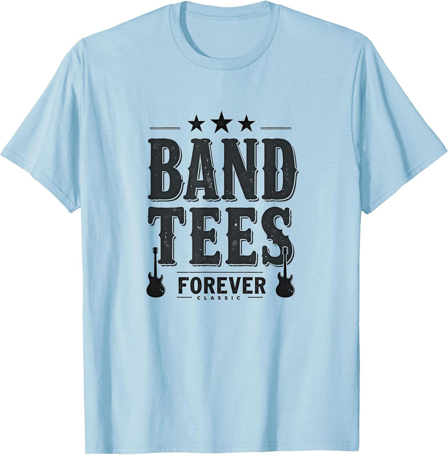 Band Tees Forever Classic Vintage Music Design T-Shirt - Baby Blue