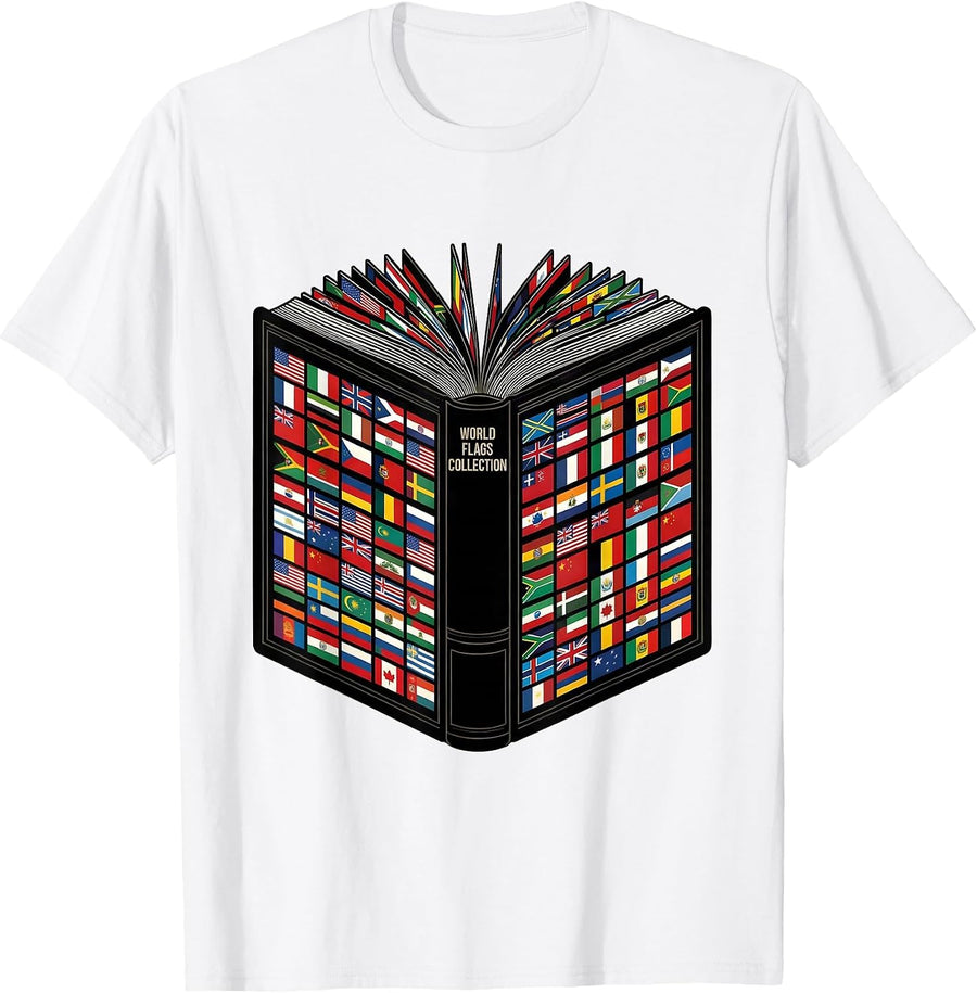 Men's World Flags Collection Geography Lover Travel Enthusiast T-Shirt - White