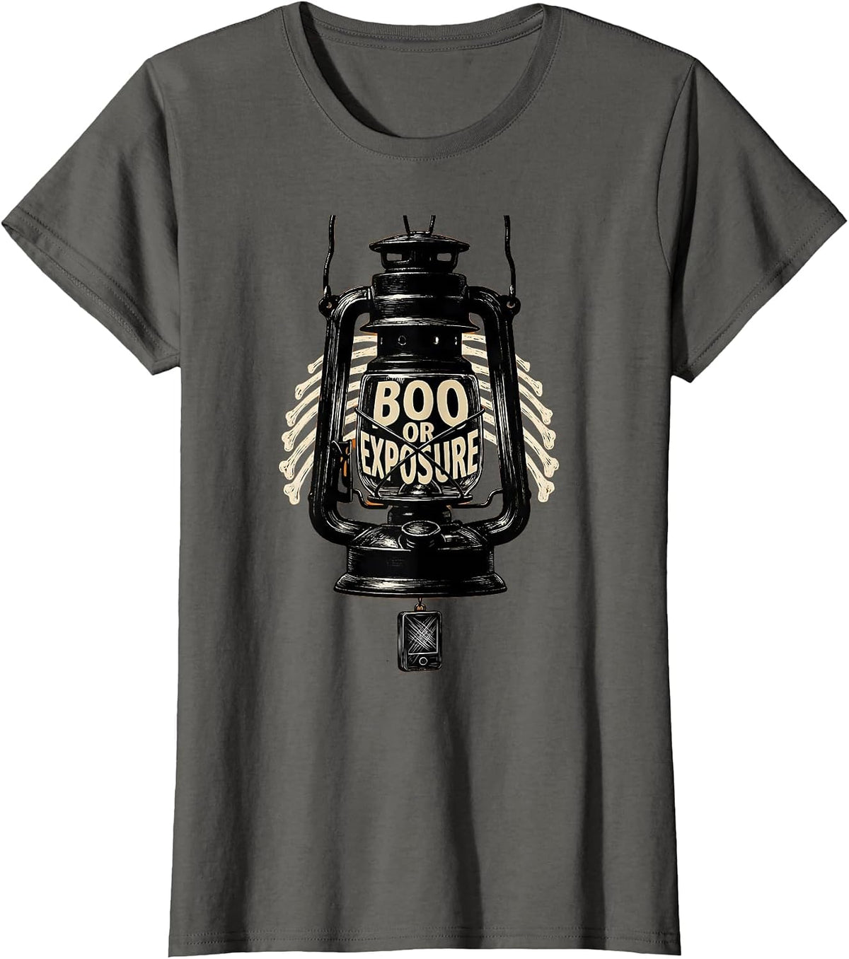 Women's Boo Or Exposure Scratchboard Radiology Tech Halloween T-Shirt - Asphalt Grey