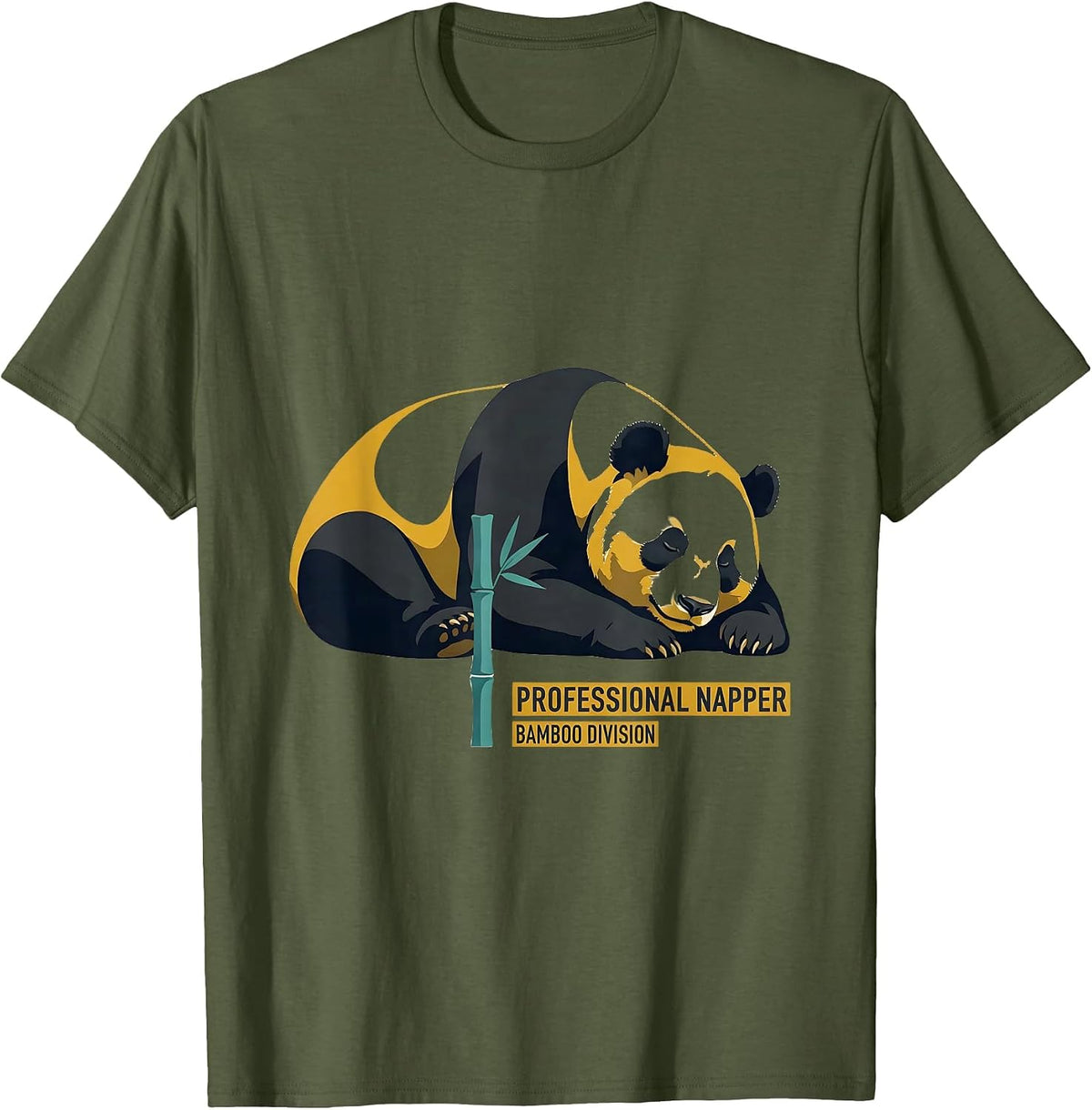 Professional Napper Bamboo Division Midcentury Modern Panda T-Shirt - Olive Green