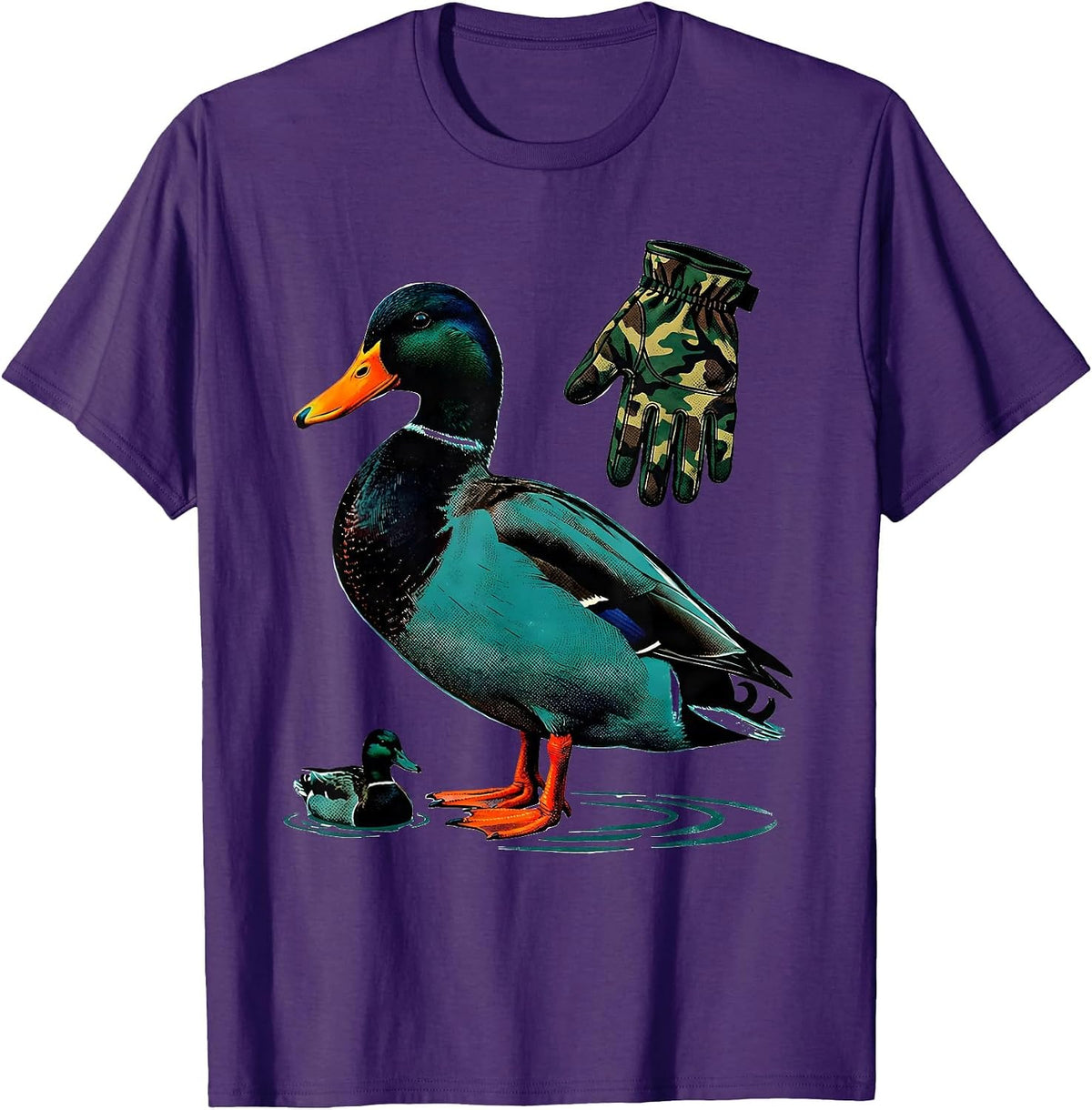 Men's Camo Mallard Duck Hunting Dad Humor Gift T-Shirt - Purple